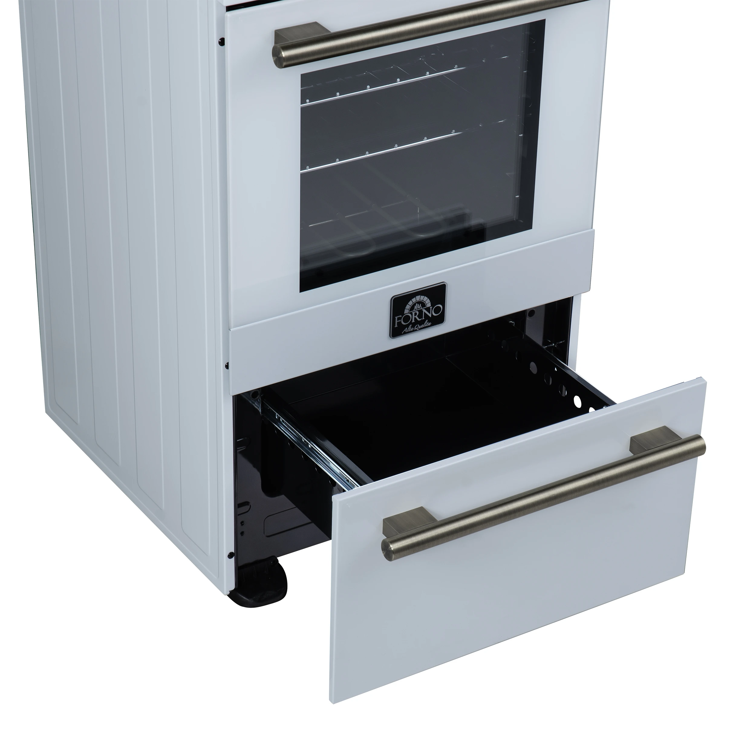 Pallerano 20 Inch Freestanding Electric Range in White with Antique Brass, Compact Design FFSEL605220WHT