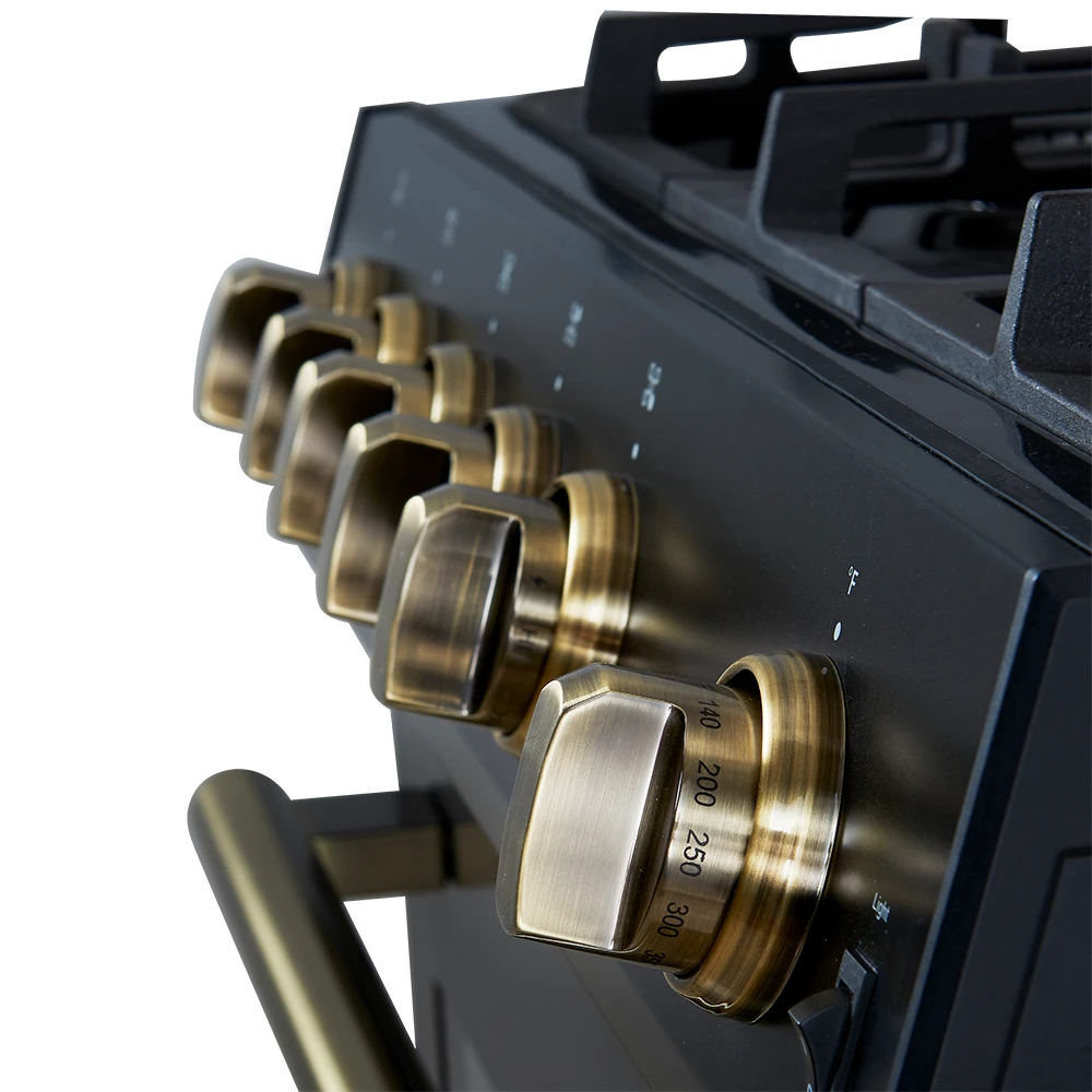 Leonardo Espresso 30-Inch Black Gas Range, 5 Burners, 39,500 BTU, 5 cu.ft Convection Oven FFSGS111630BLK