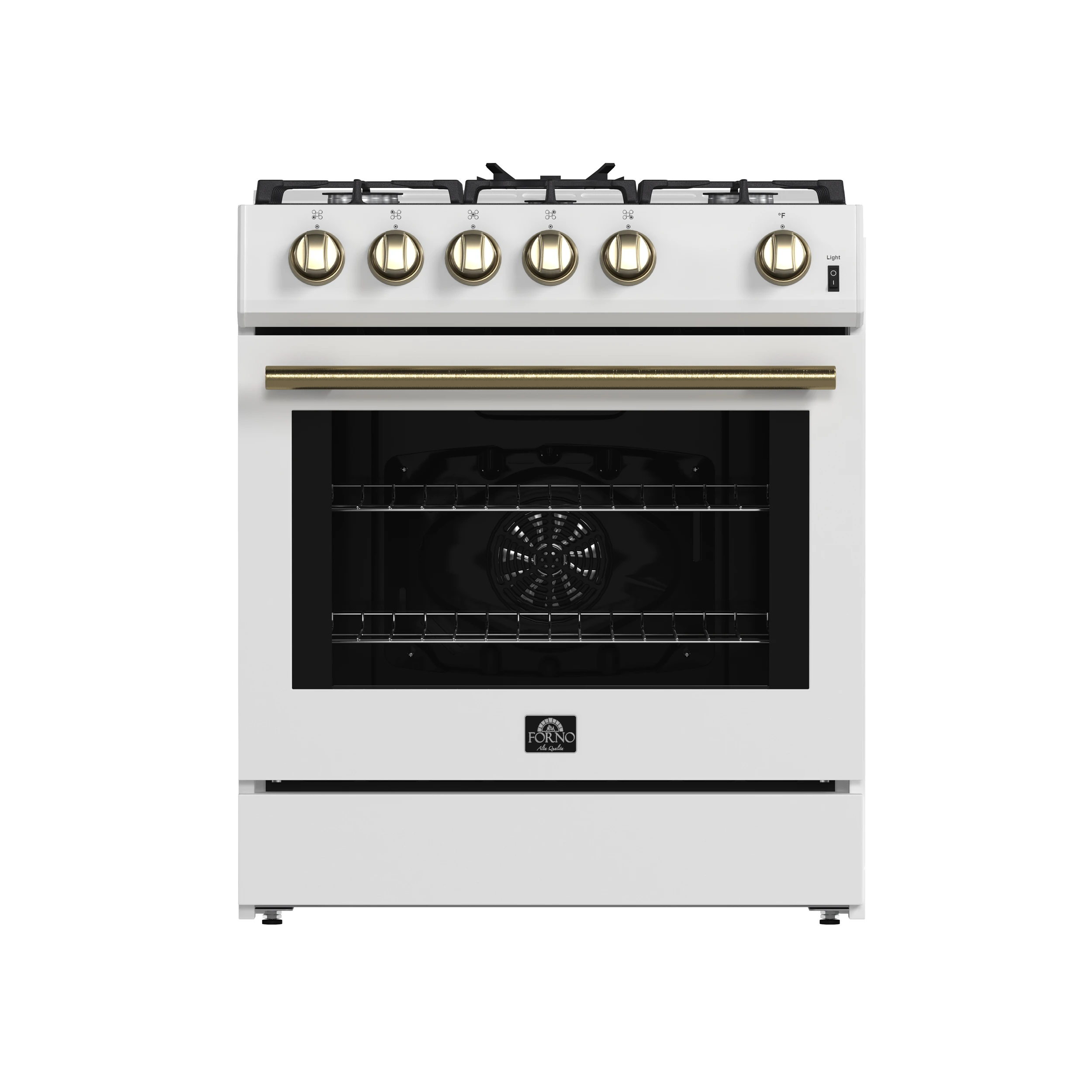 Leonardo Espresso 30-Inch White Gas Range, 5 Burners, 39,500 BTU, 5 cu.ft Convection Oven FFSGS111630WHT