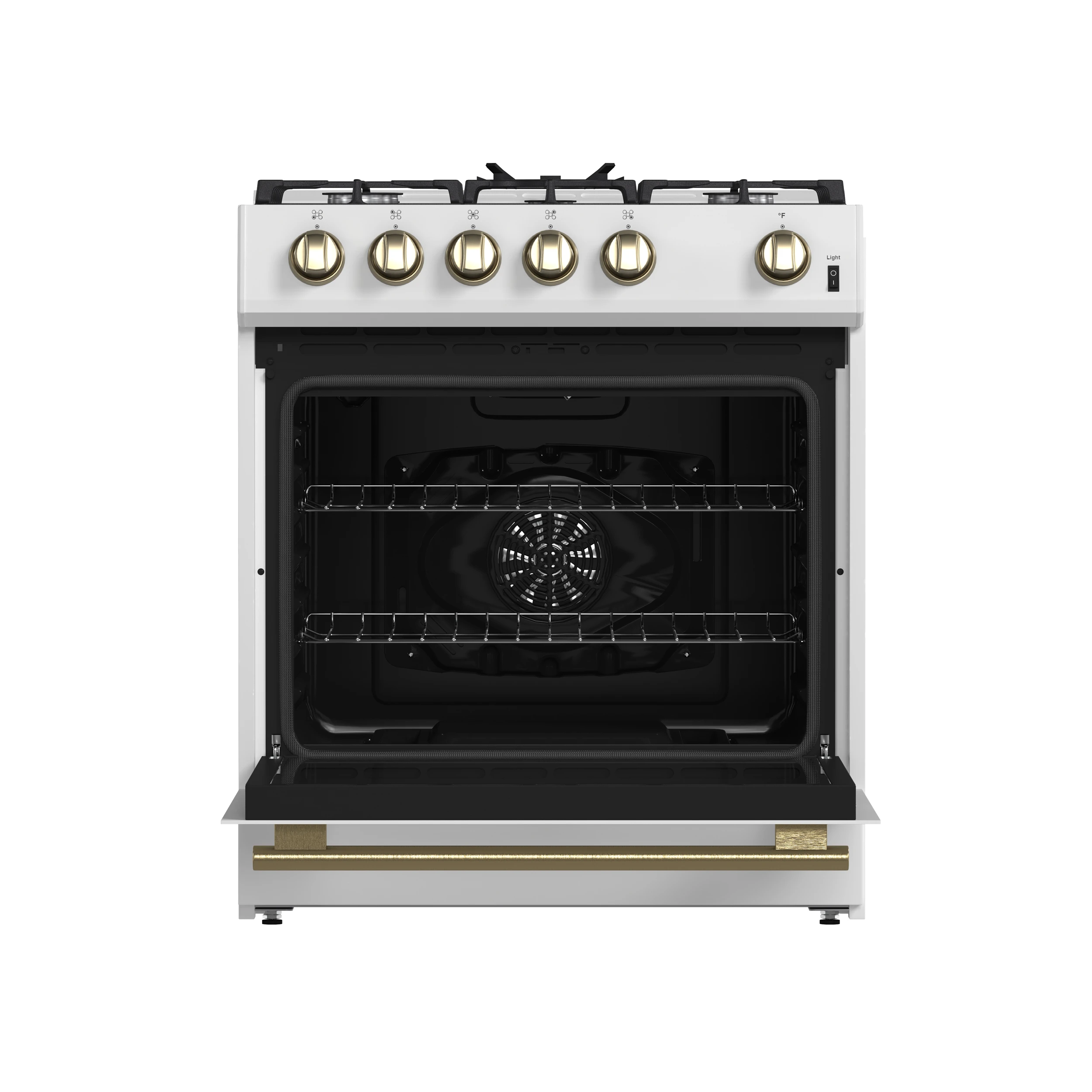 Leonardo Espresso 30-Inch White Gas Range, 5 Burners, 39,500 BTU, 5 cu.ft Convection Oven FFSGS111630WHT