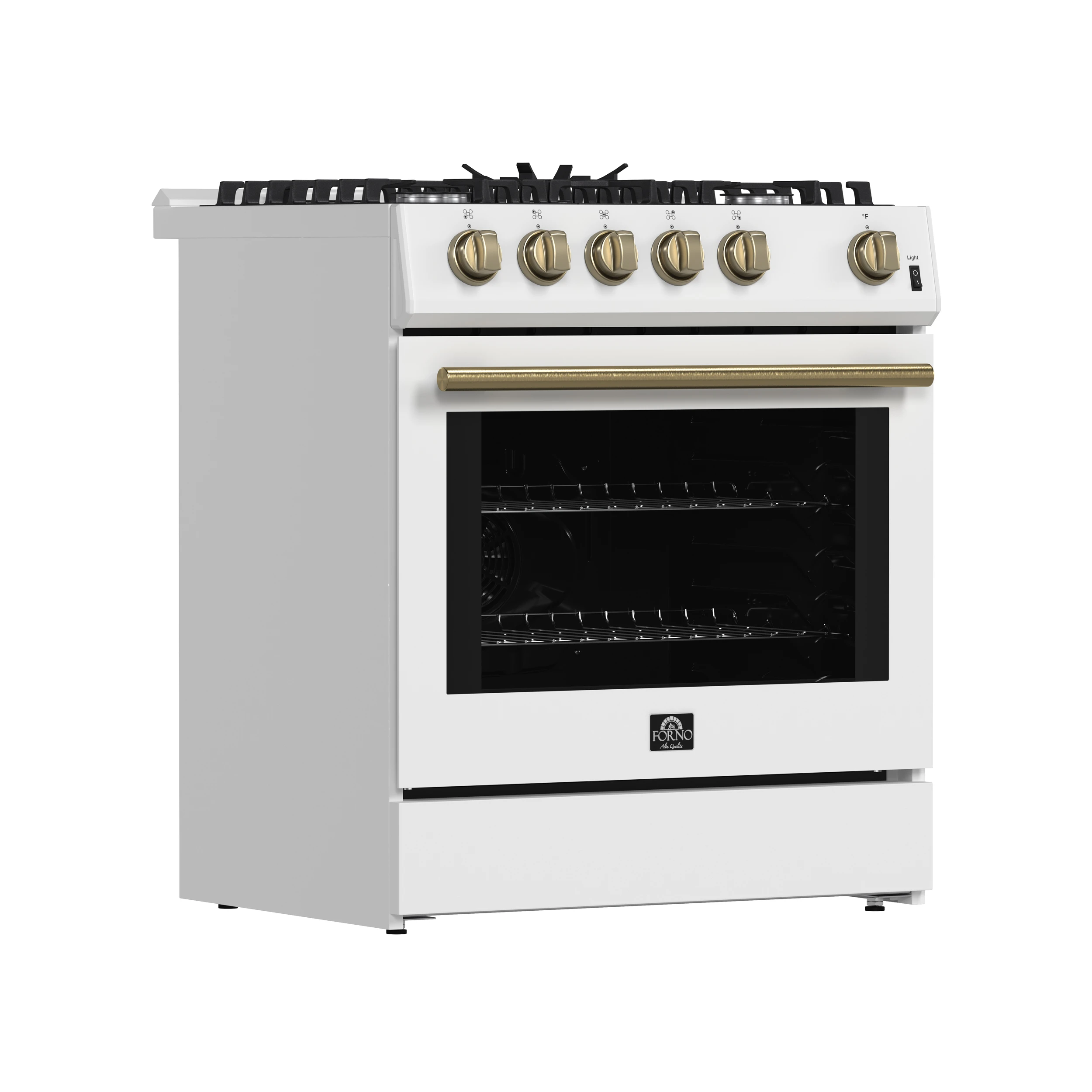 Leonardo Espresso 30-Inch White Gas Range, 5 Burners, 39,500 BTU, 5 cu.ft Convection Oven FFSGS111630WHT