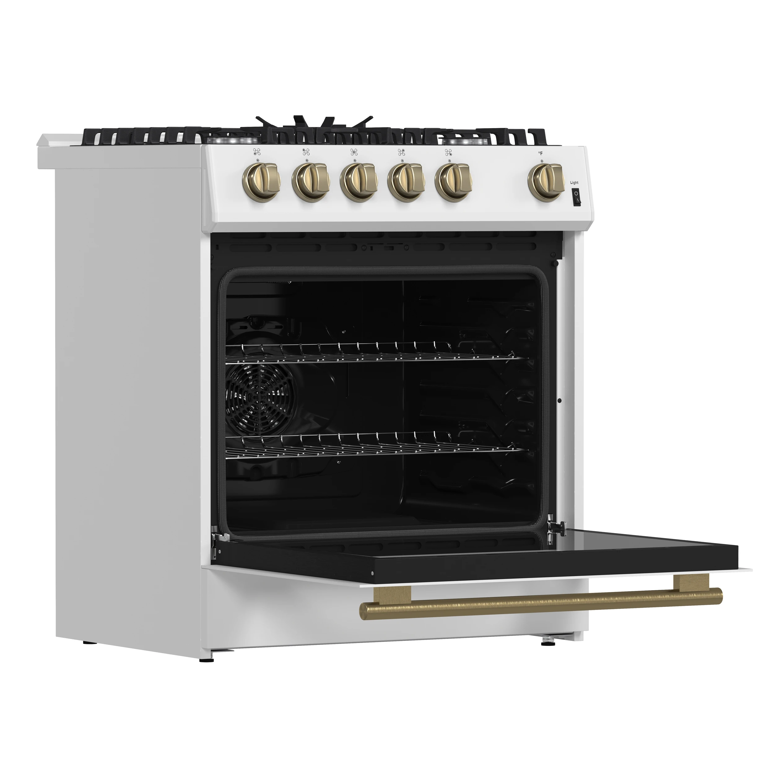 Leonardo Espresso 30-Inch White Gas Range, 5 Burners, 39,500 BTU, 5 cu.ft Convection Oven FFSGS111630WHT