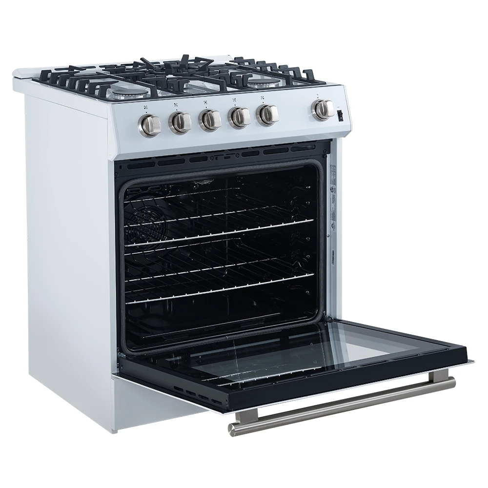 Leonardo Espresso 30-Inch White Gas Range, 5 Burners, 39,500 BTU, 5 cu.ft Convection Oven FFSGS111630WHT
