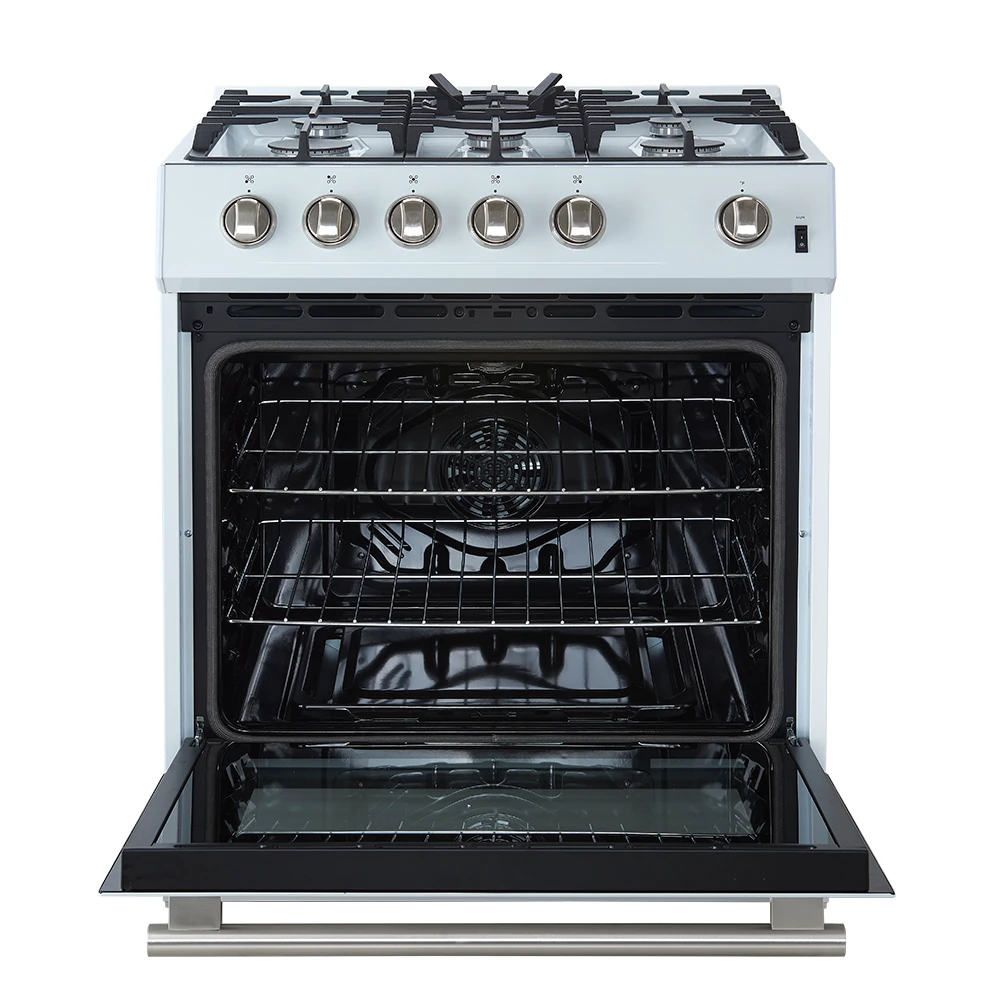 Leonardo Espresso 30-Inch White Gas Range, 5 Burners, 39,500 BTU, 5 cu.ft Convection Oven FFSGS111630WHT