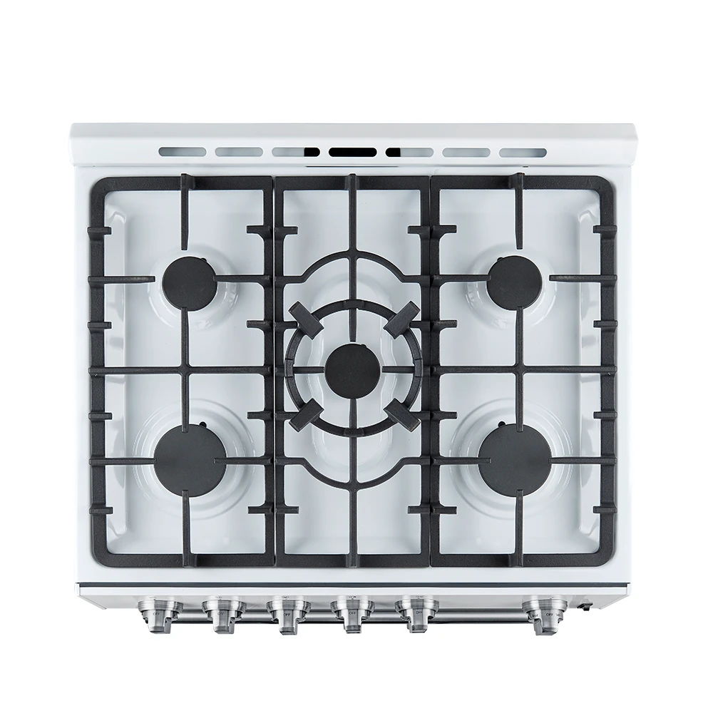 Leonardo Espresso 30-Inch White Gas Range, 5 Burners, 39,500 BTU, 5 cu.ft Convection Oven FFSGS111630WHT