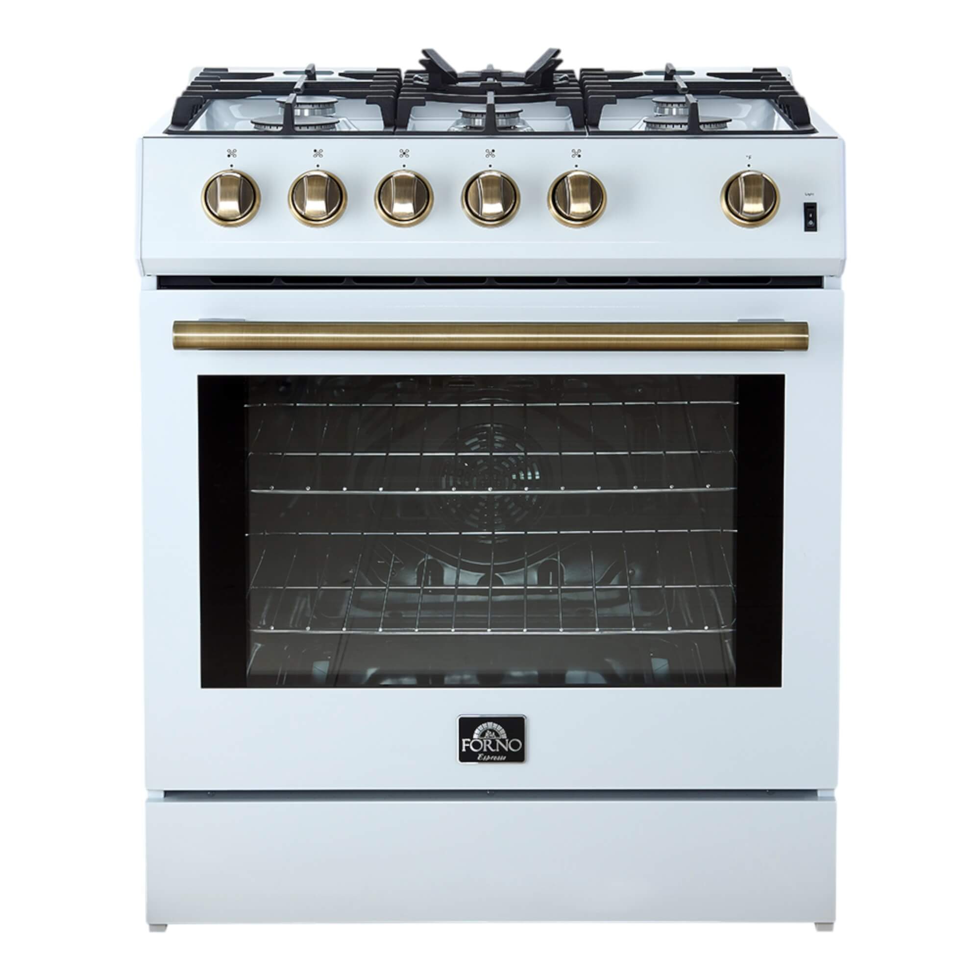 Forno Leonardo Espresso 30″ Gas Range, 5 cu.ft. Convection Oven, 5 Sealed Burners 39 500 BTU & Wok Ring White FFSGS111630WHT Picture 1