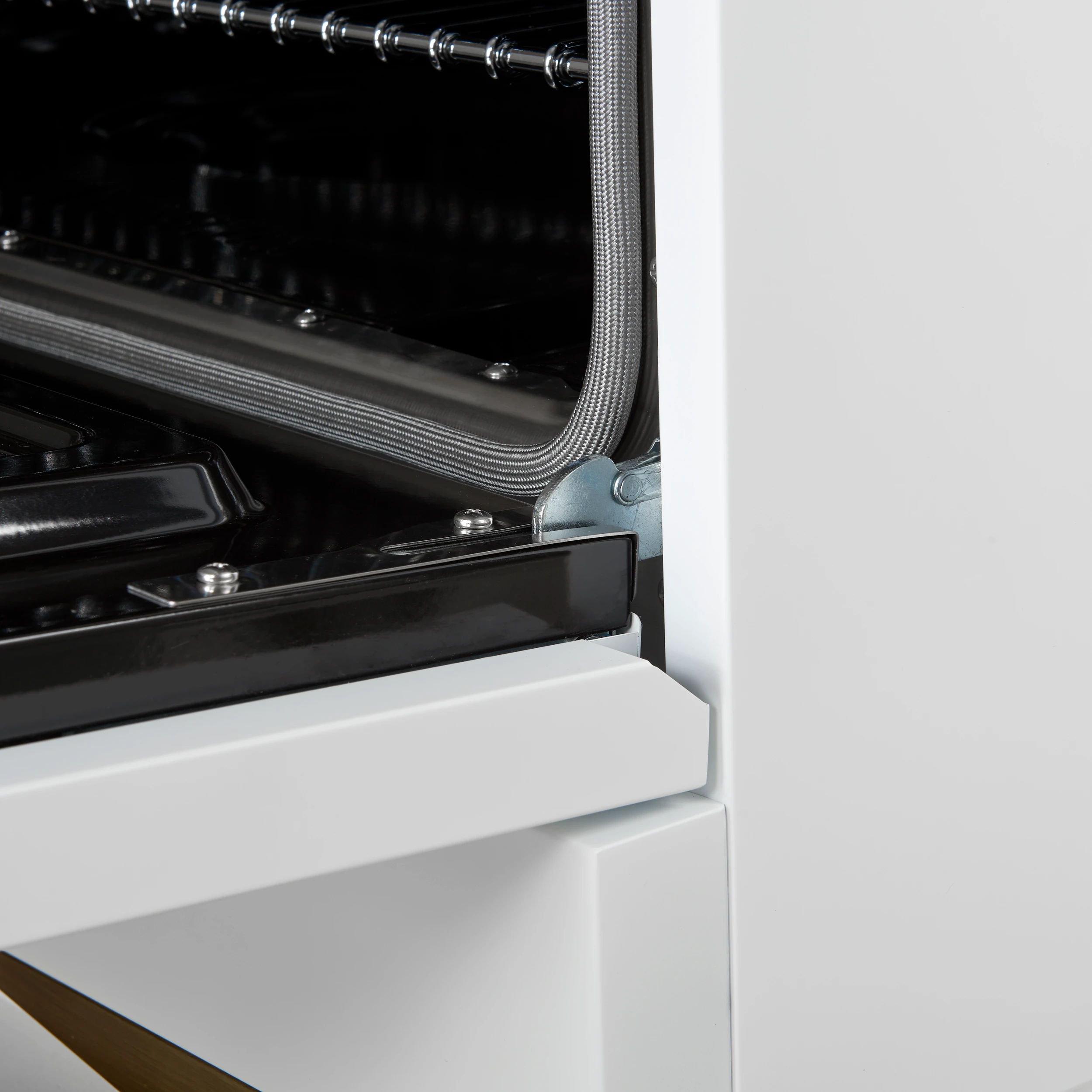 Antico 36-inch Dual Fuel Range White and Antique Brass Design with 6 Sealed Gas Burners and Electric Convection Oven FFSGS611336WHT