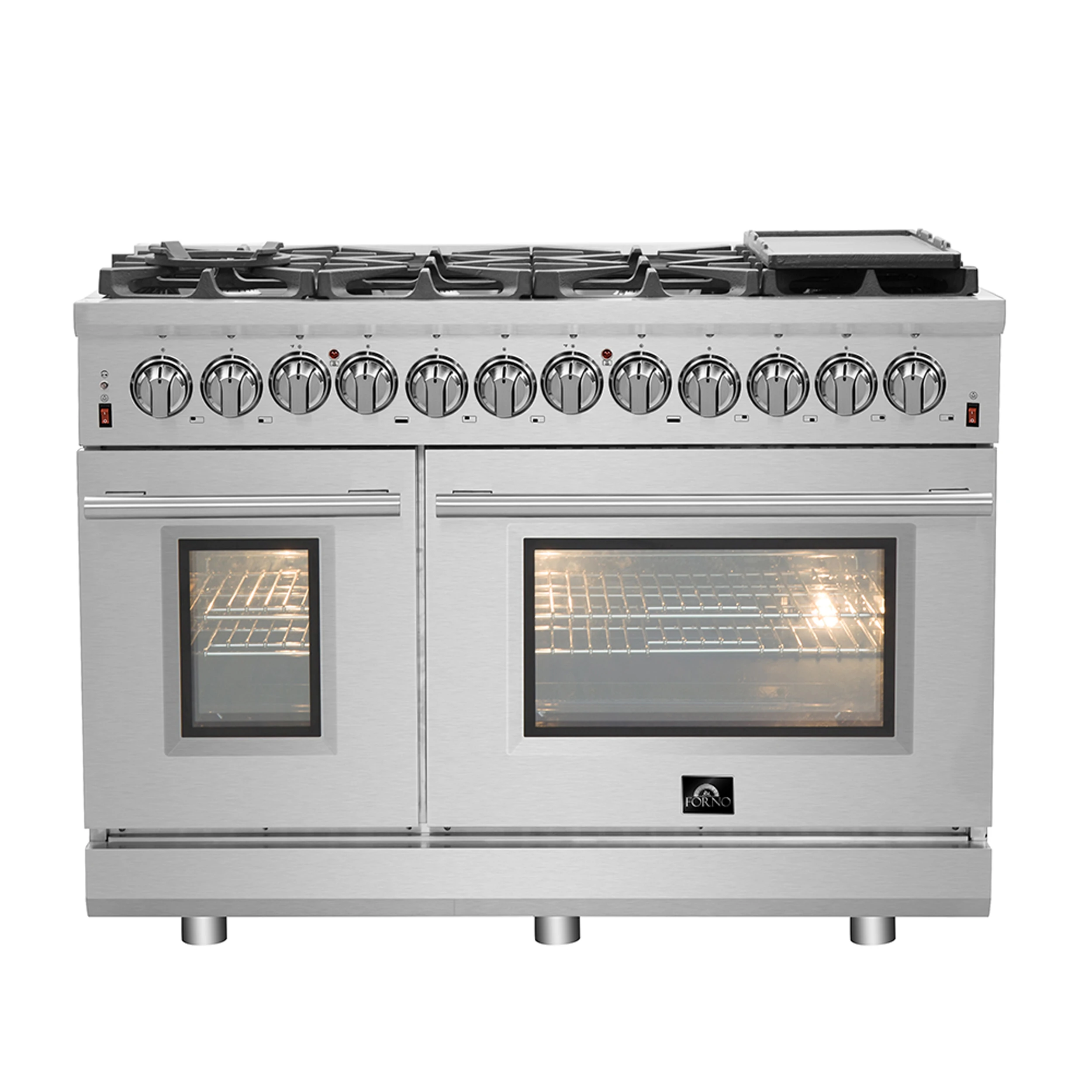 Massimo 48-Inch Freestanding Dual Fuel Range, 8 Burners, Double Convection Ovens FFSGS612548