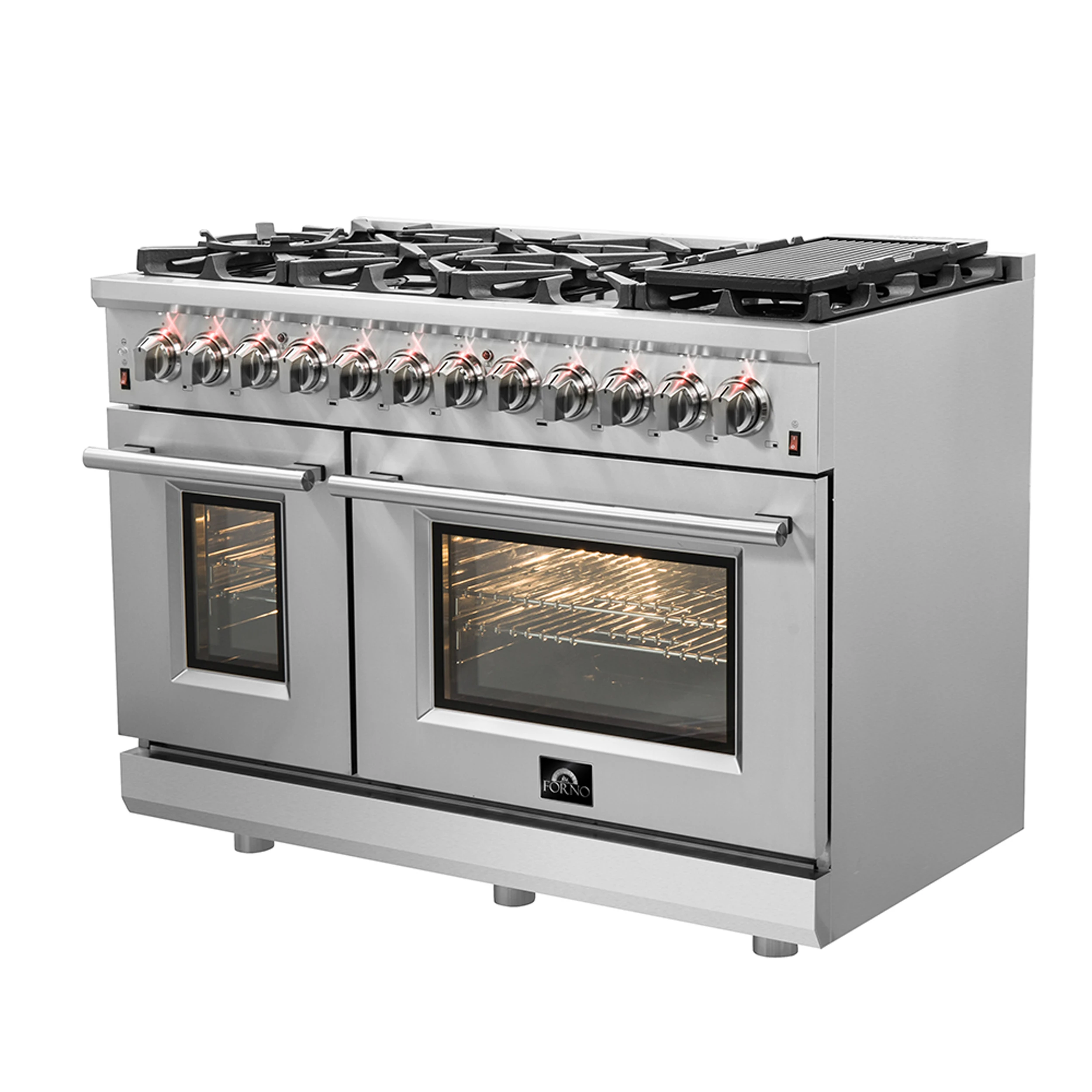 Massimo 48-Inch Freestanding Dual Fuel Range, 8 Burners, Double Convection Ovens FFSGS612548