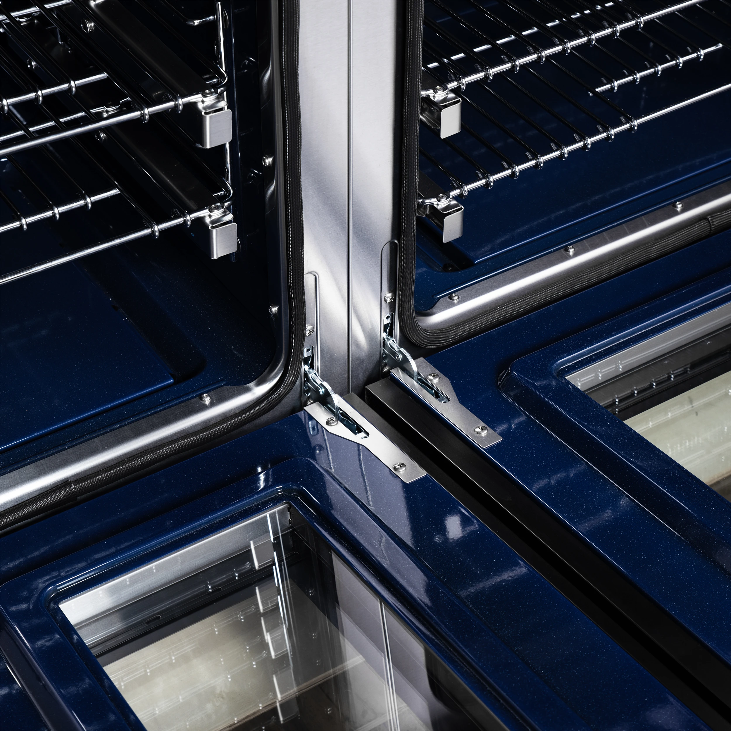 Massimo 48 Inch Freestanding Dual Fuel Range in Black with Antique Brass Accessories, 8 Burners, 6.58 cu. ft. Convection Oven FFSGS612548BLK