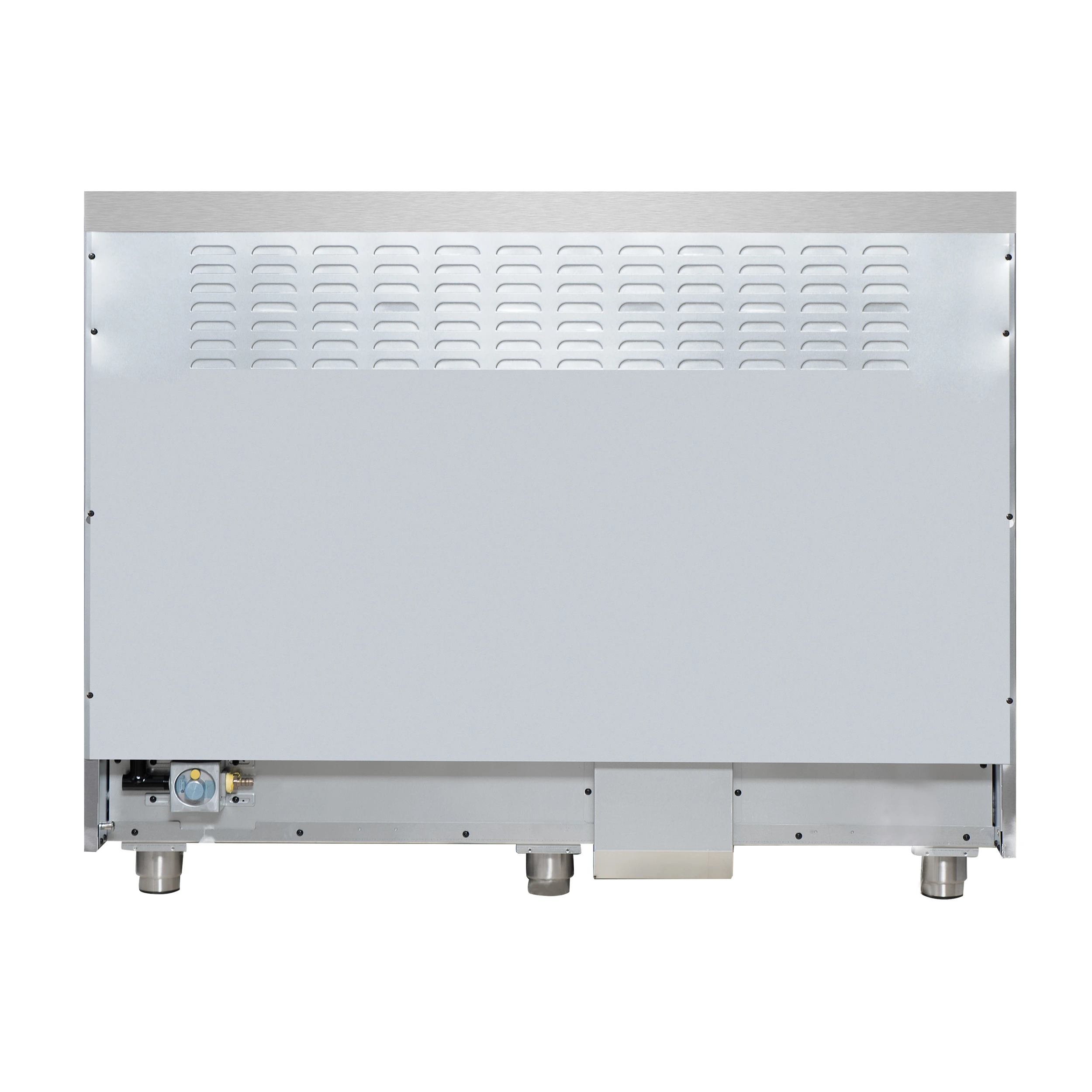 Massimo 48 Inch Freestanding Dual Fuel Range in White with Antique Brass Accessories, 8 Burners, 6.58 cu. ft. Convection Oven FFSGS612548WHT