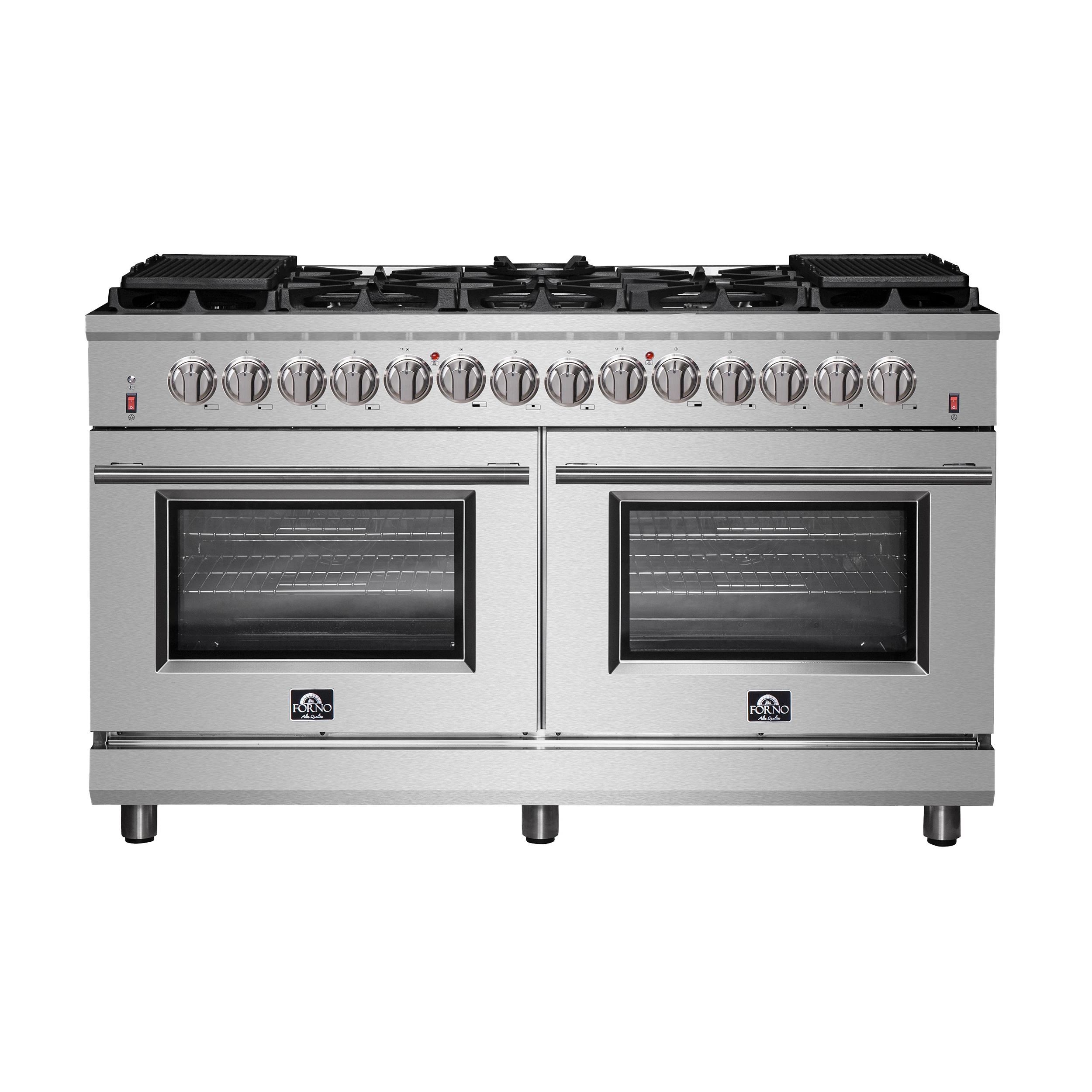 Massimo 60-Inch Freestanding Dual Fuel Range, 10 Burners, Double Convection Ovens FFSGS612560