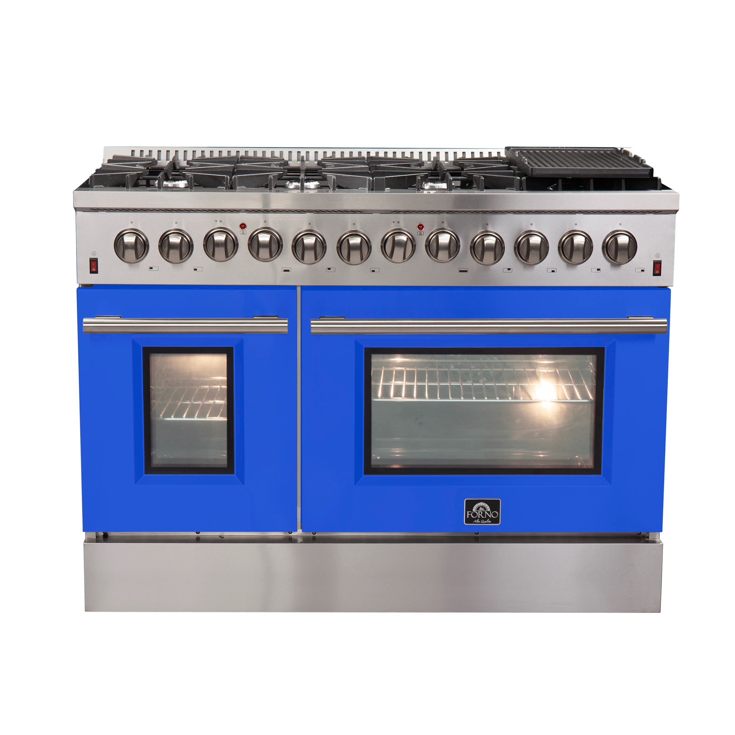 Galiano 48-Inch Freestanding Dual Fuel Range, 8 Burners, Double Convection Ovens, Blue Doors FFSGS615648BLU