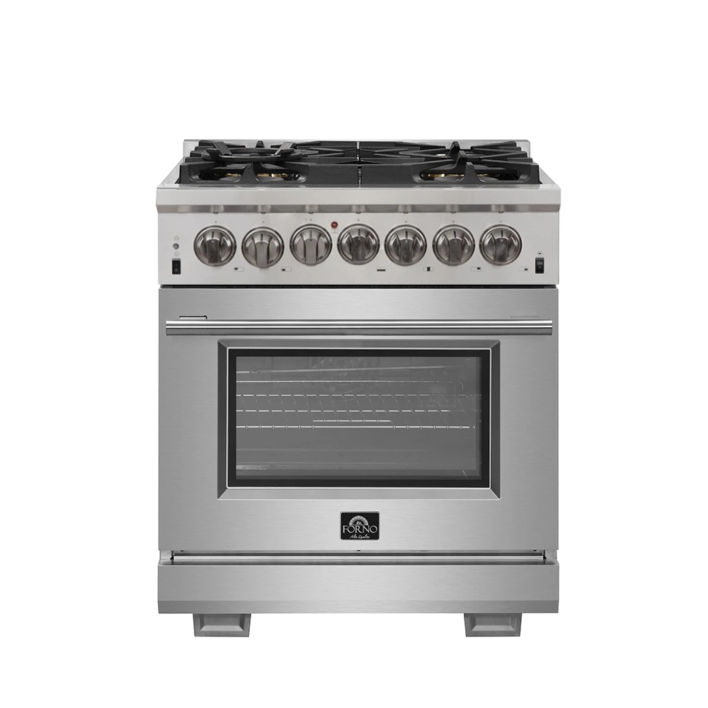 Capriasca 30-Inch Freestanding Dual Fuel Range, 4 Burners, True Convection Oven FFSGS618730