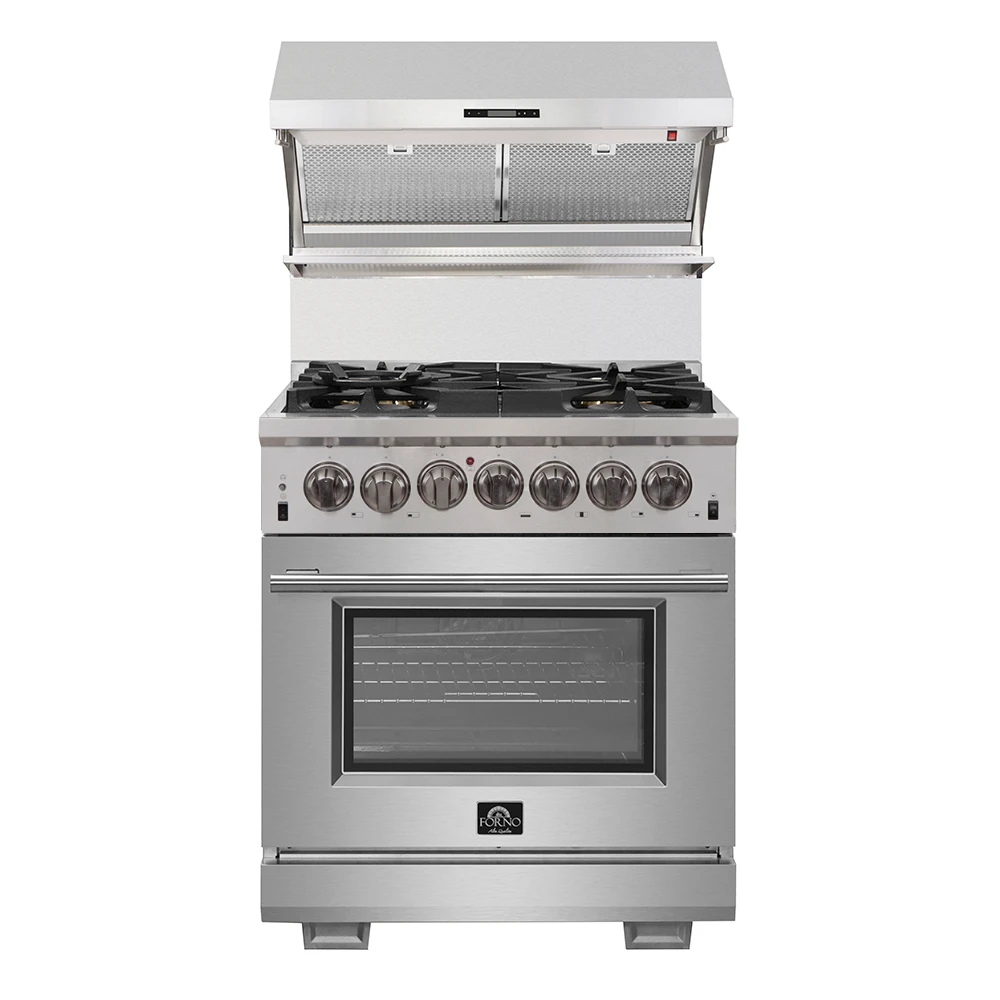 Capriasca 30-Inch Freestanding Dual Fuel Range, 4 Burners, True Convection Oven FFSGS618730