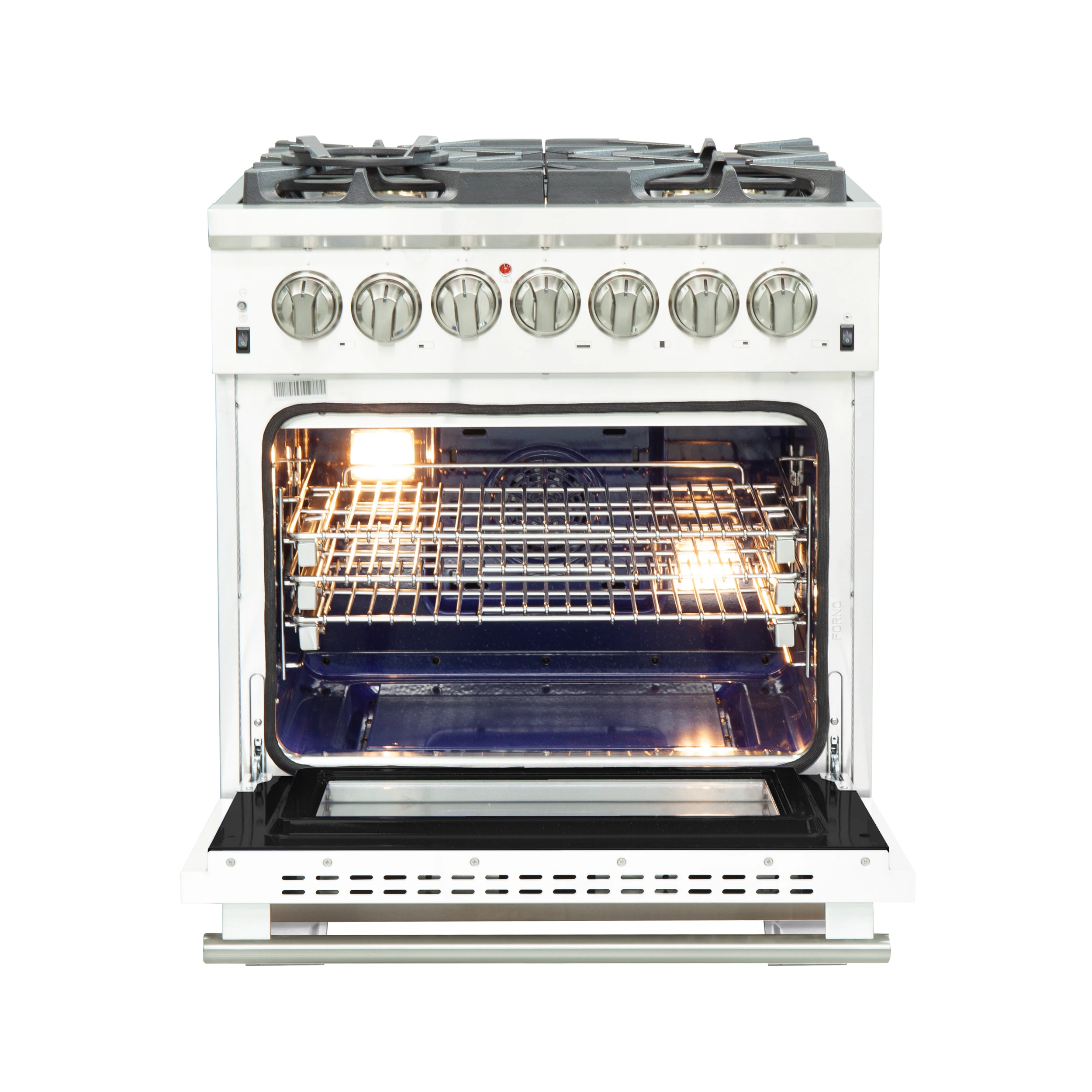 Capriasca 30-Inch Freestanding Dual Fuel Range, 4 Burners, True Convection Oven, White Door FFSGS618730WHT