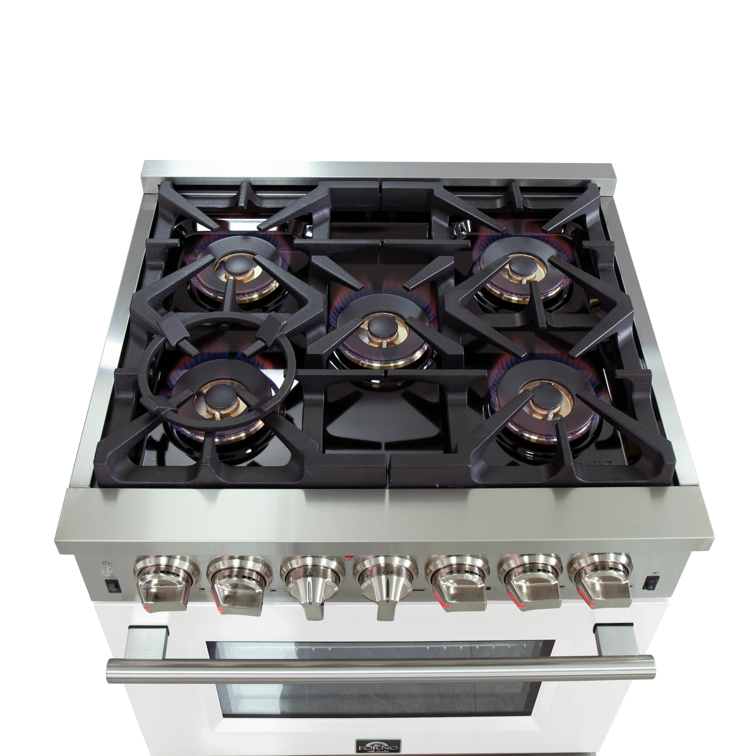 Capriasca 30-Inch Freestanding Dual Fuel Range, 4 Burners, True Convection Oven, White Door FFSGS618730WHT