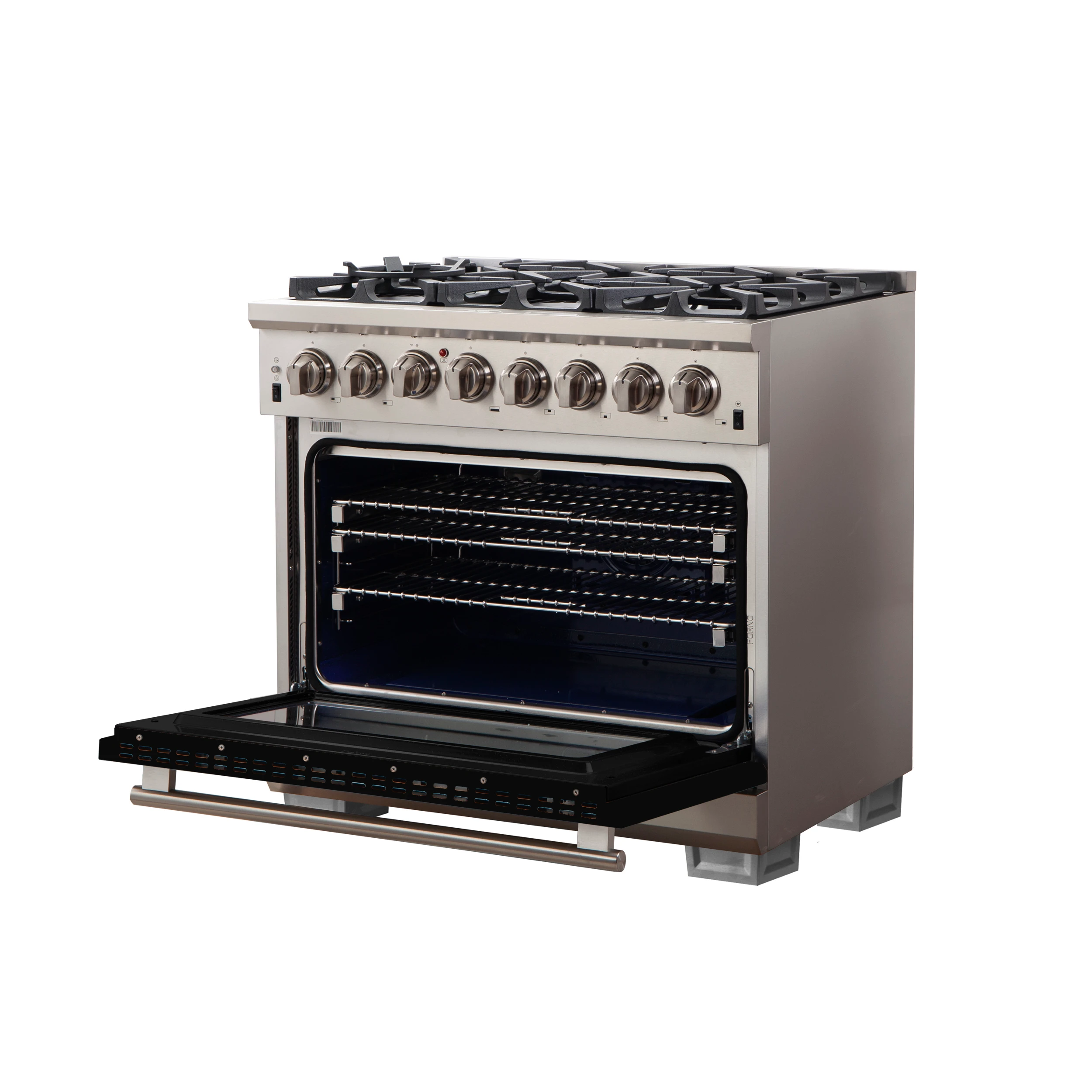 Capriasca 36-Inch Freestanding Dual Fuel Range, 6 Burners, True Convection Oven, Black Door FFSGS618736BLK