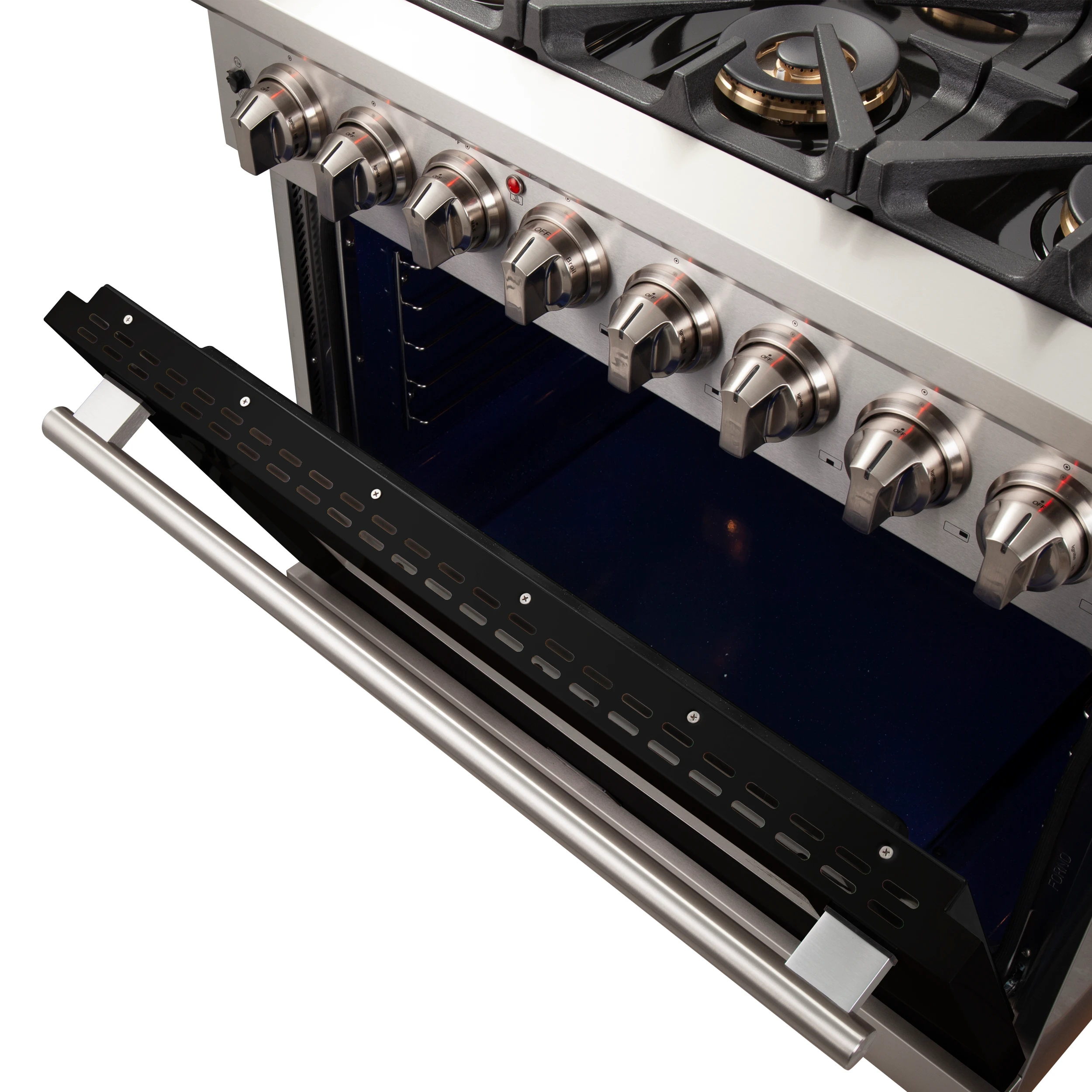 Capriasca 36-Inch Freestanding Dual Fuel Range, 6 Burners, True Convection Oven, Black Door FFSGS618736BLK