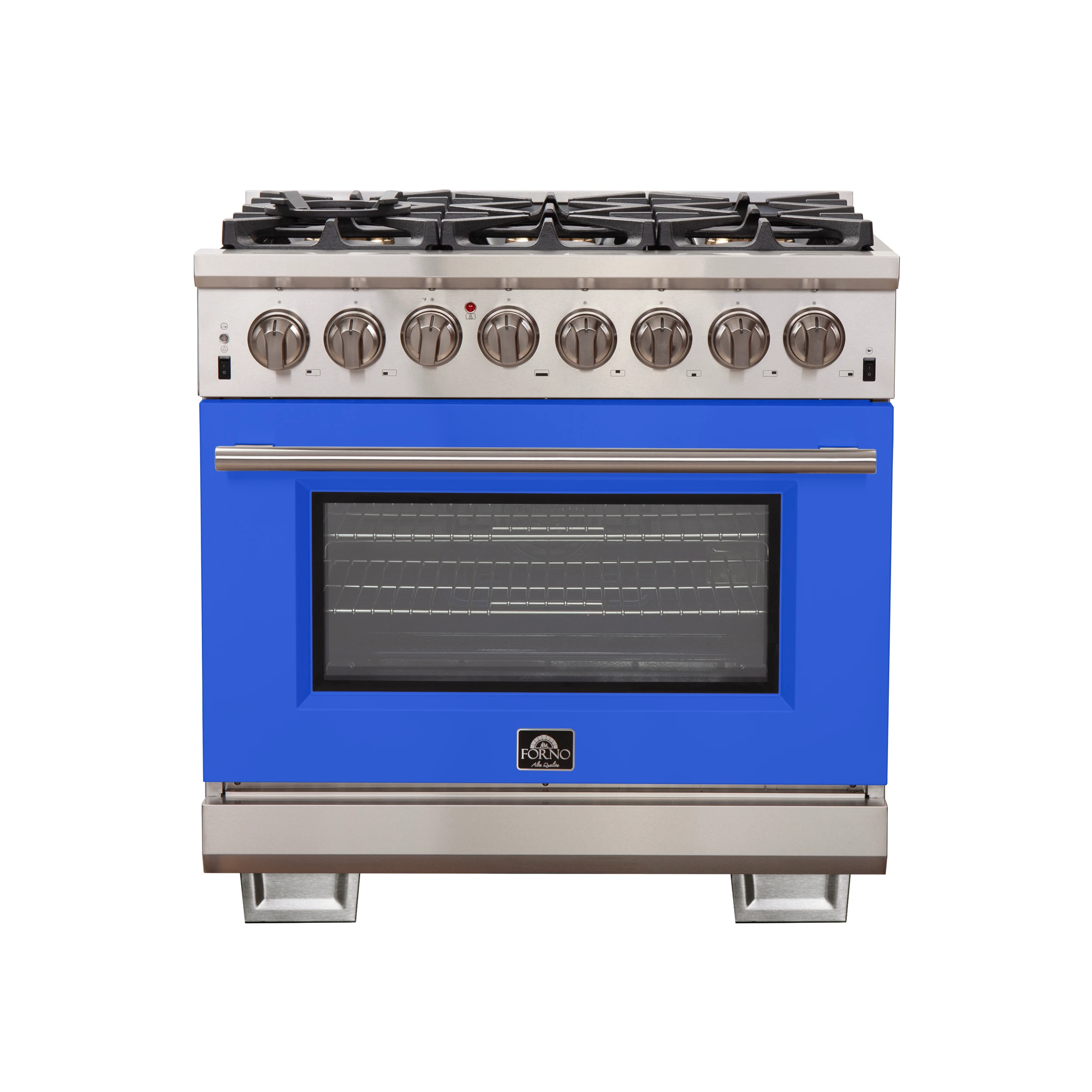 Capriasca 36-Inch Freestanding Dual Fuel Range, 6 Burners, True Convection Oven, Blue Door FFSGS618736BLU