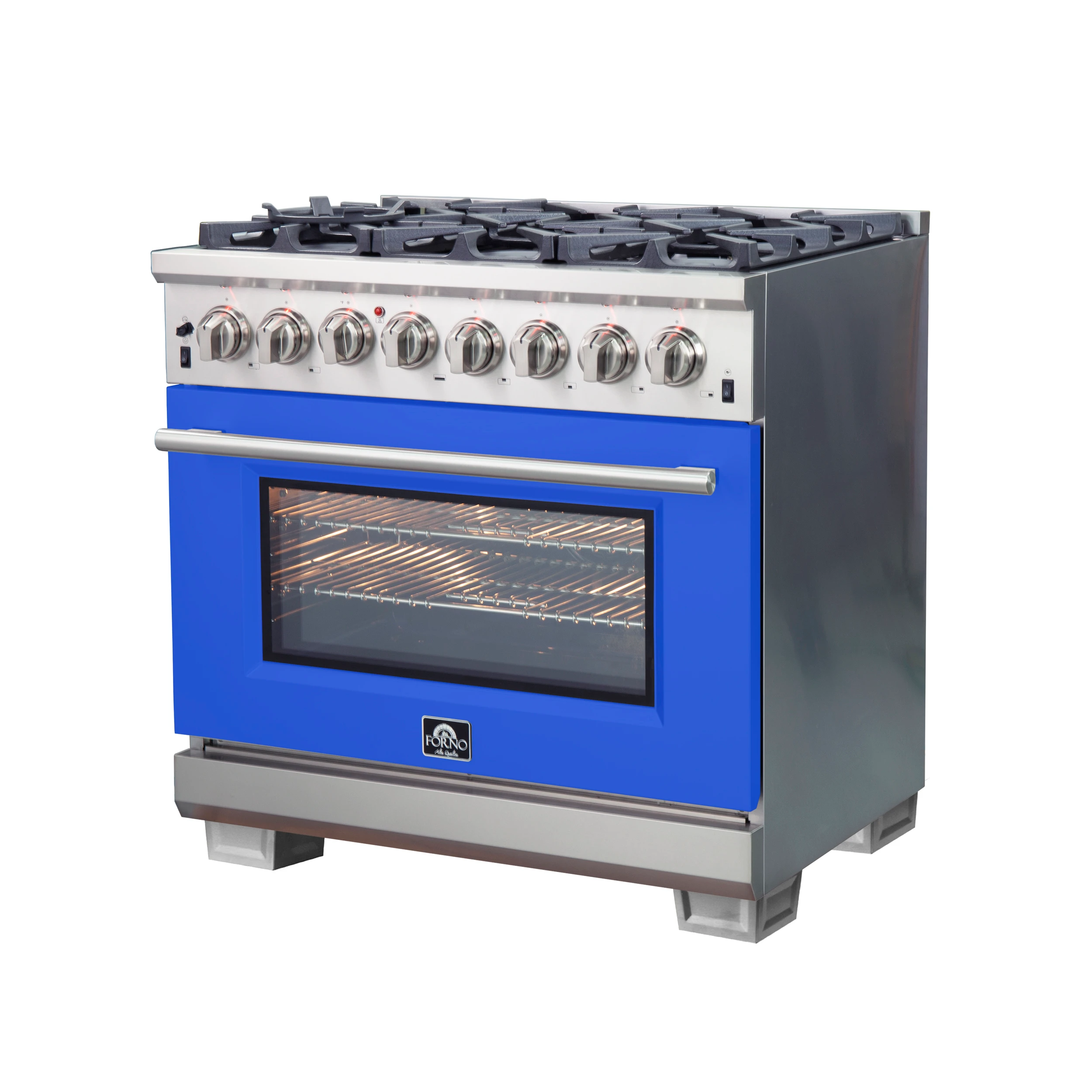 Capriasca 36-Inch Freestanding Dual Fuel Range, 6 Burners, True Convection Oven, Blue Door FFSGS618736BLU