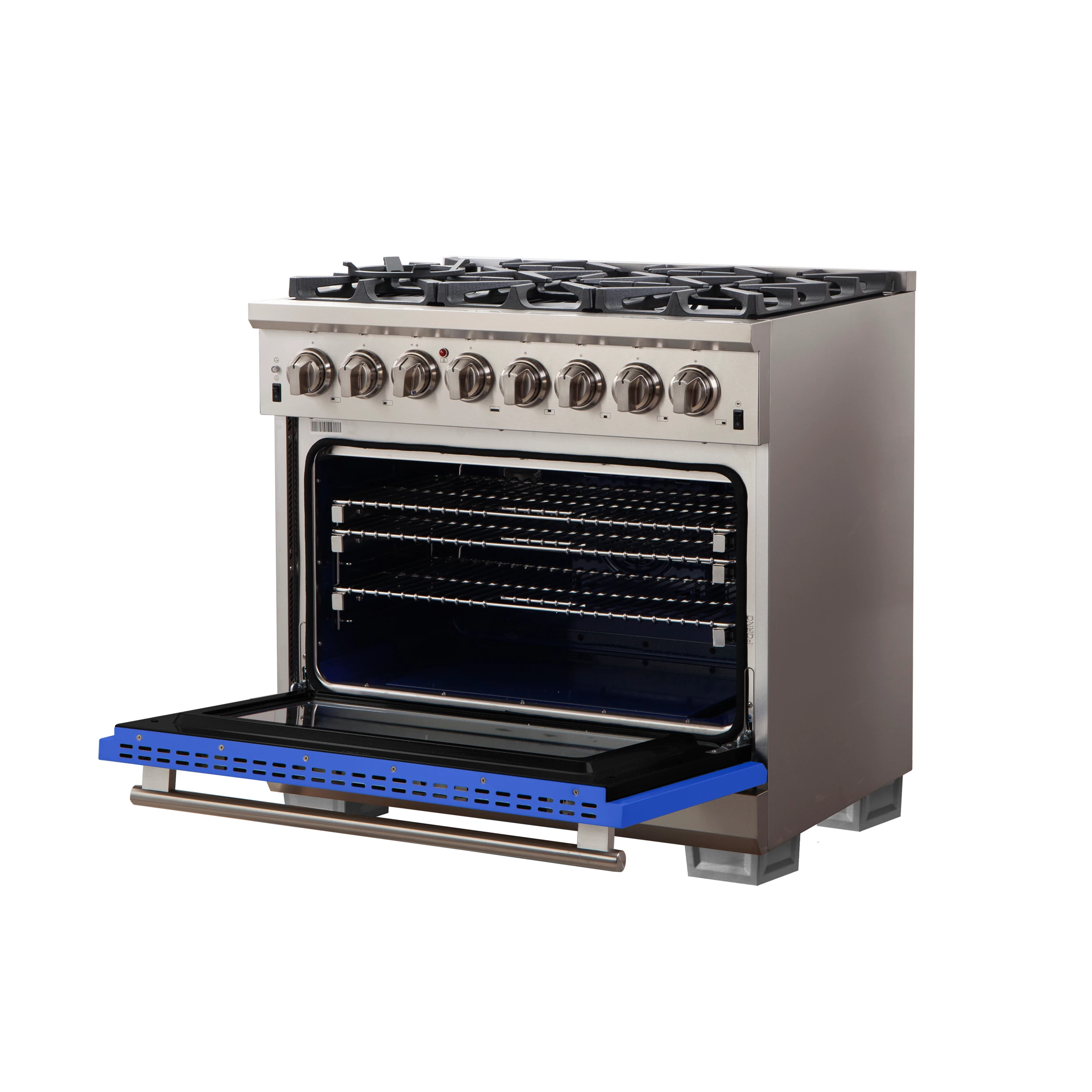 Capriasca 36-Inch Freestanding Dual Fuel Range, 6 Burners, True Convection Oven, Blue Door FFSGS618736BLU