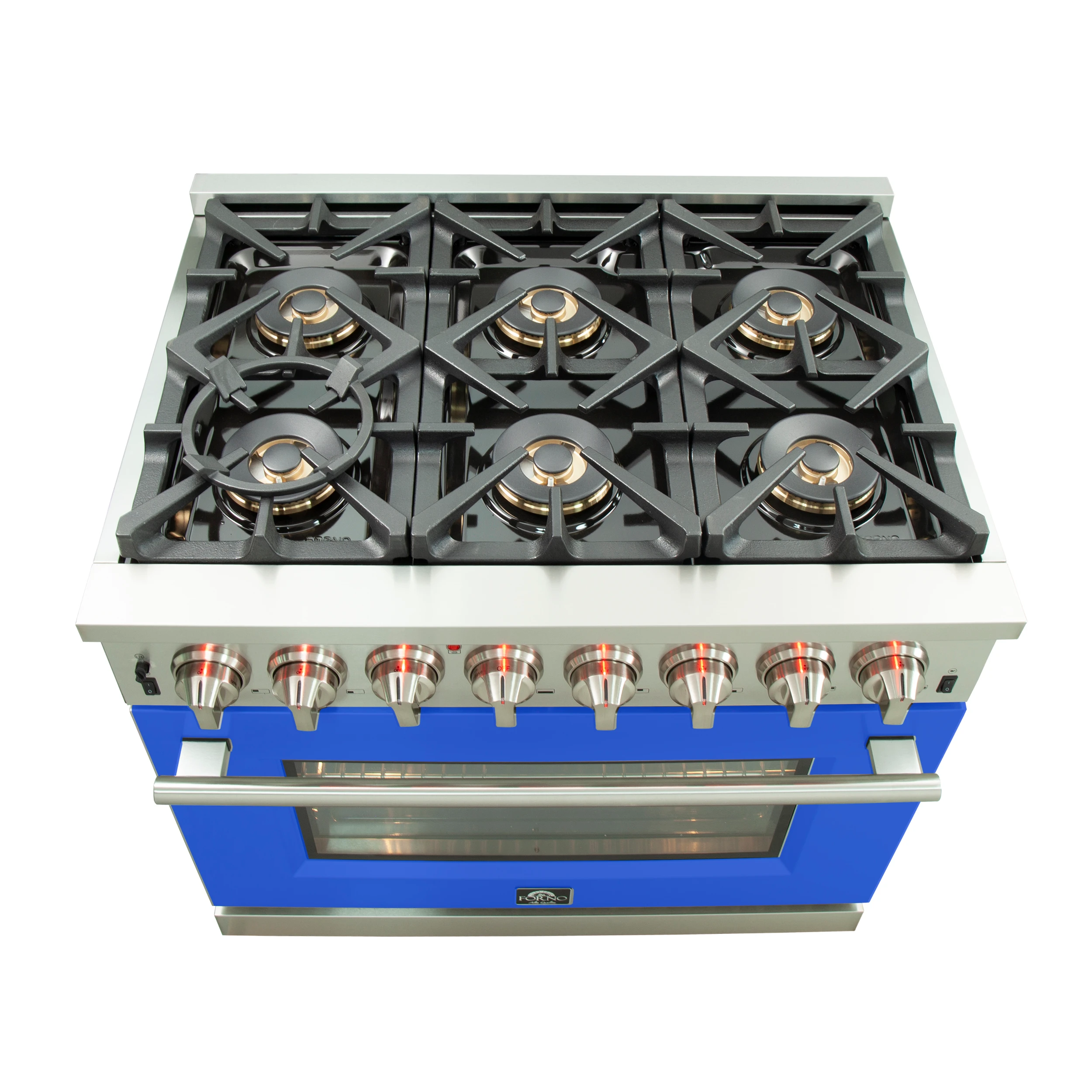 Capriasca 36-Inch Freestanding Dual Fuel Range, 6 Burners, True Convection Oven, Blue Door FFSGS618736BLU