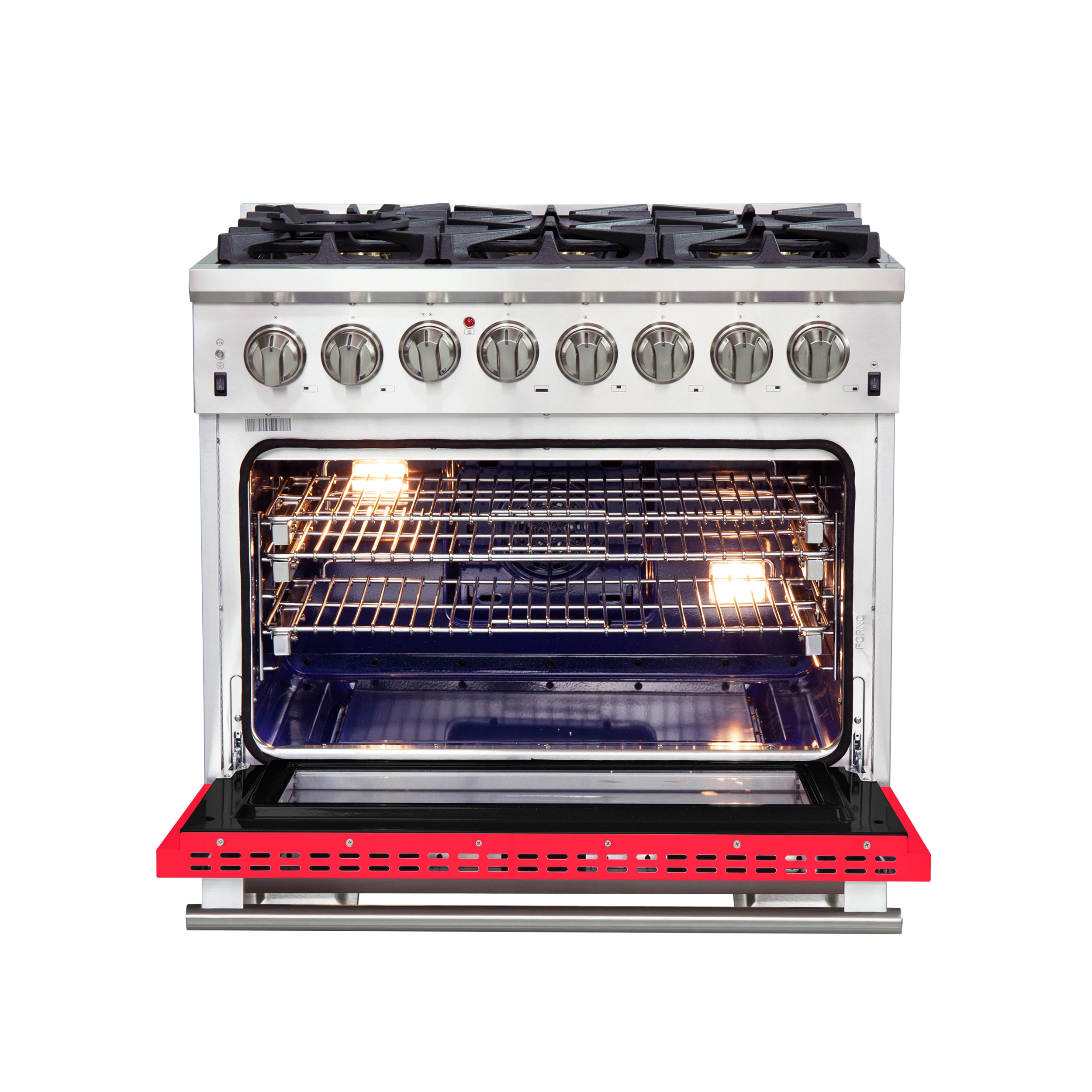 Capriasca 36-Inch Freestanding Dual Fuel Range, 6 Burners, True Convection Oven, Red Door FFSGS618736RED