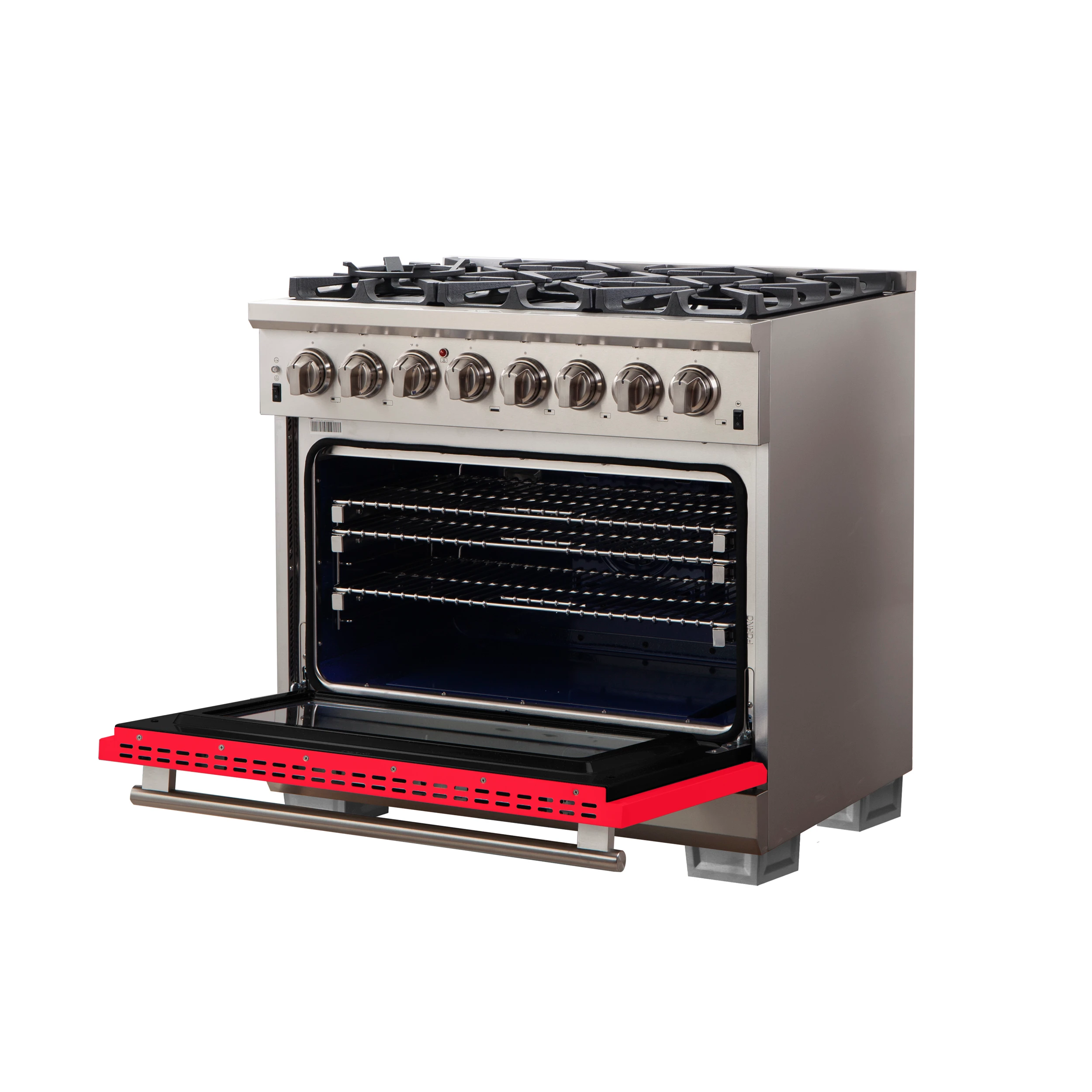Capriasca 36-Inch Freestanding Dual Fuel Range, 6 Burners, True Convection Oven, Red Door FFSGS618736RED