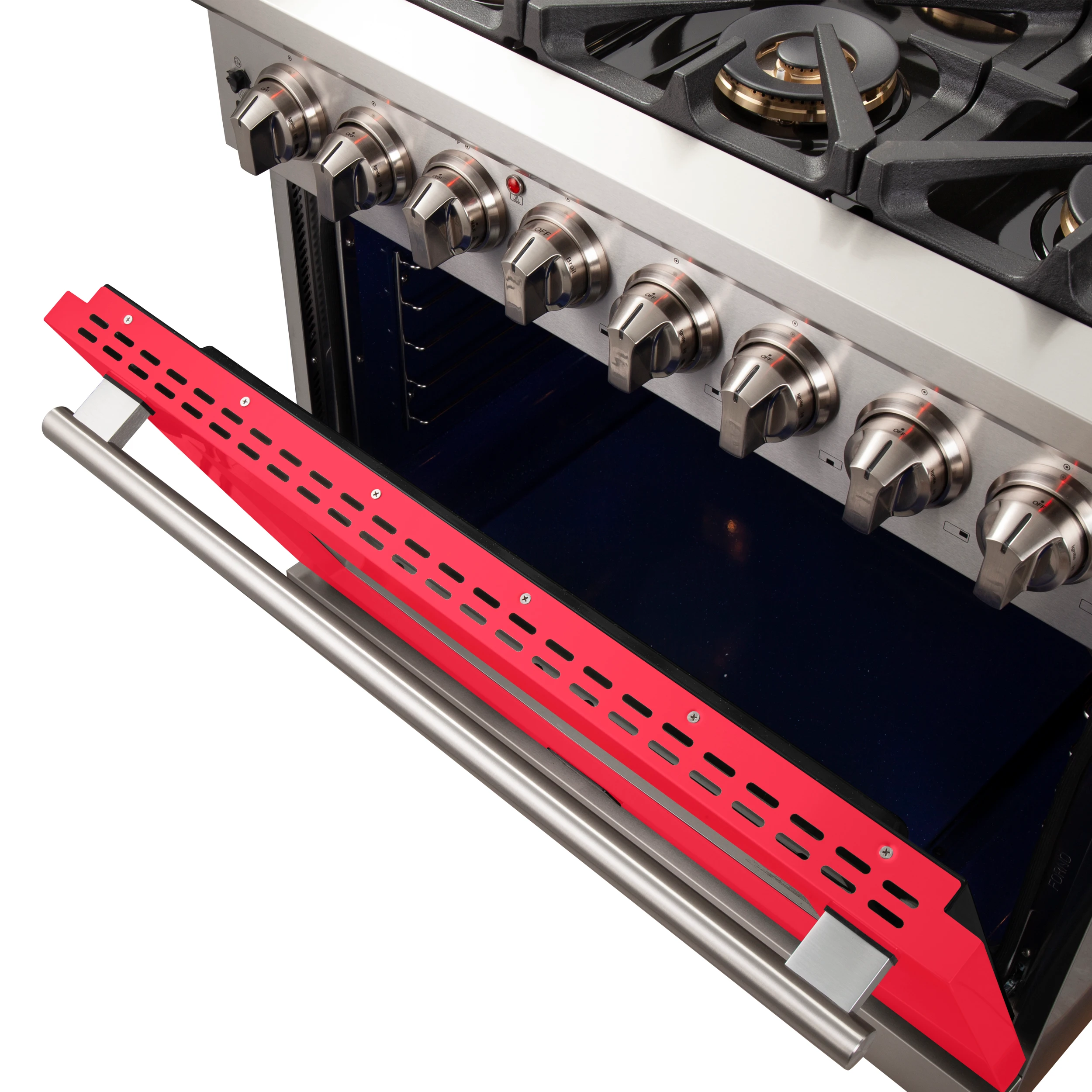 Capriasca 36-Inch Freestanding Dual Fuel Range, 6 Burners, True Convection Oven, Red Door FFSGS618736RED
