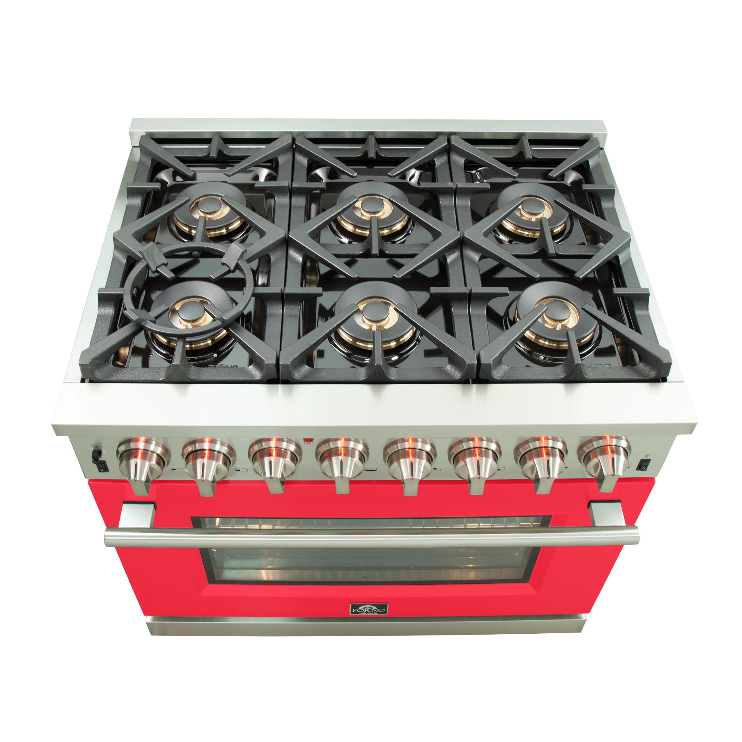 Capriasca 36-Inch Freestanding Dual Fuel Range, 6 Burners, True Convection Oven, Red Door FFSGS618736RED
