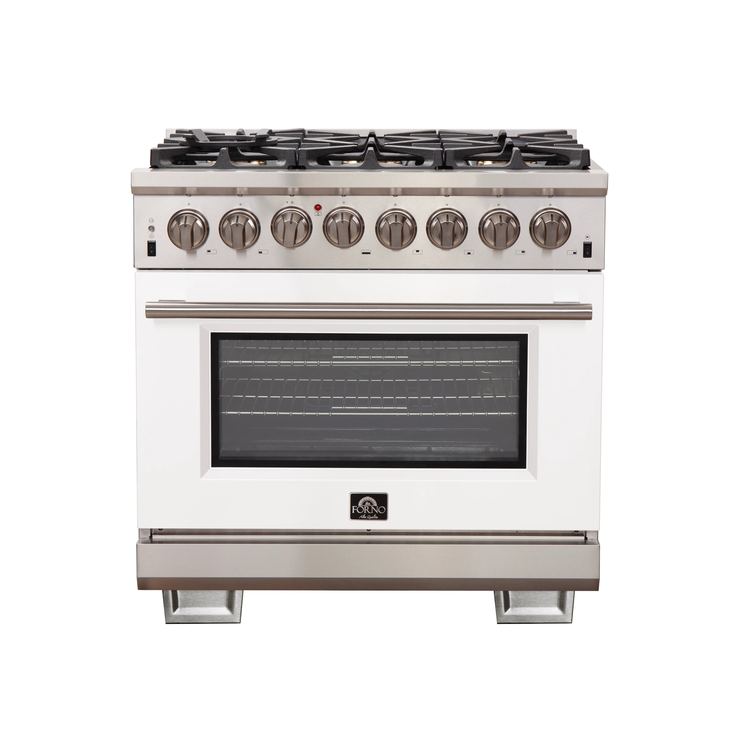 Capriasca 36-Inch Freestanding Dual Fuel Range, 6 Burners, True Convection Oven, White Door FFSGS618736WHT