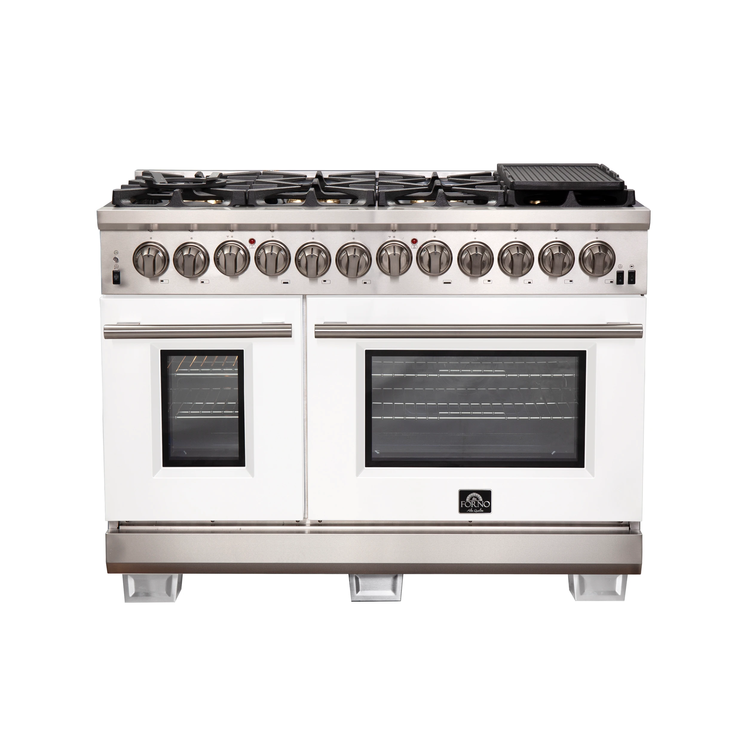 Capriasca 48-Inch Freestanding Dual Fuel Range, 8 Burners, True Convection Oven, White Doors FFSGS618748WHT