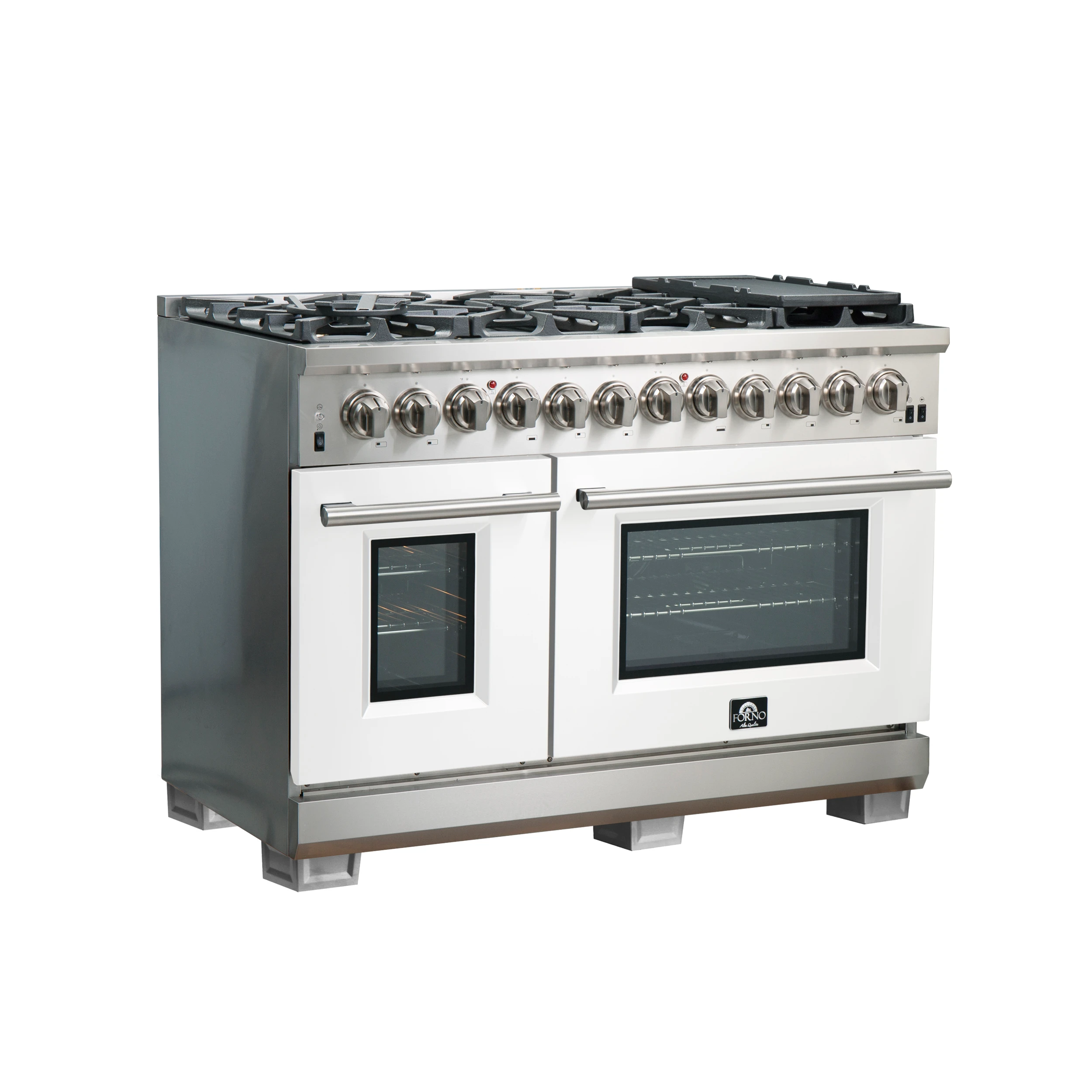 Capriasca 48-Inch Freestanding Dual Fuel Range, 8 Burners, True Convection Oven, White Doors FFSGS618748WHT