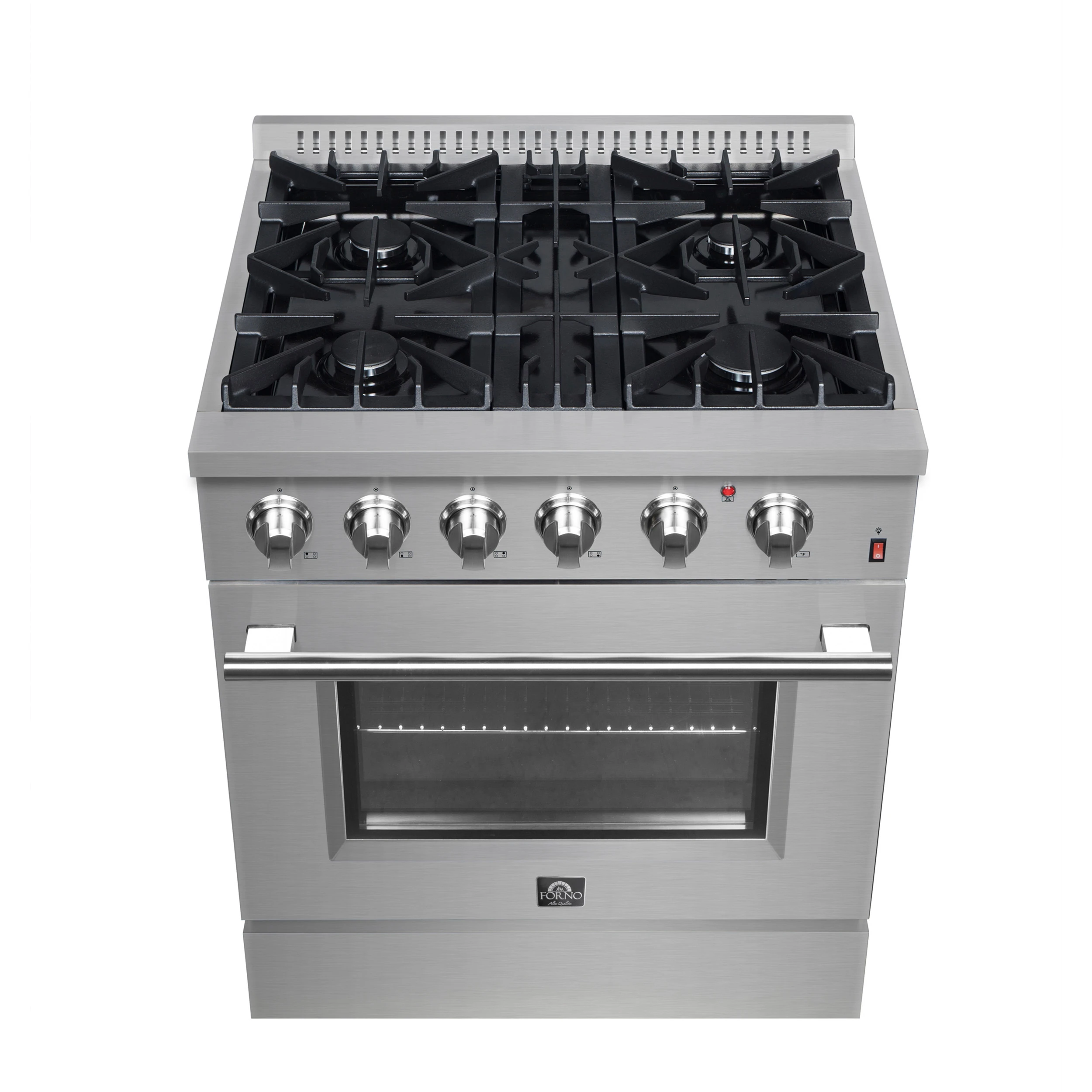 Marco 30-Inch Dual Fuel Range, Stainless Steel, 4 Burners, 37,000 BTU, True Convection Oven, Energy Efficient FFSGS619730
