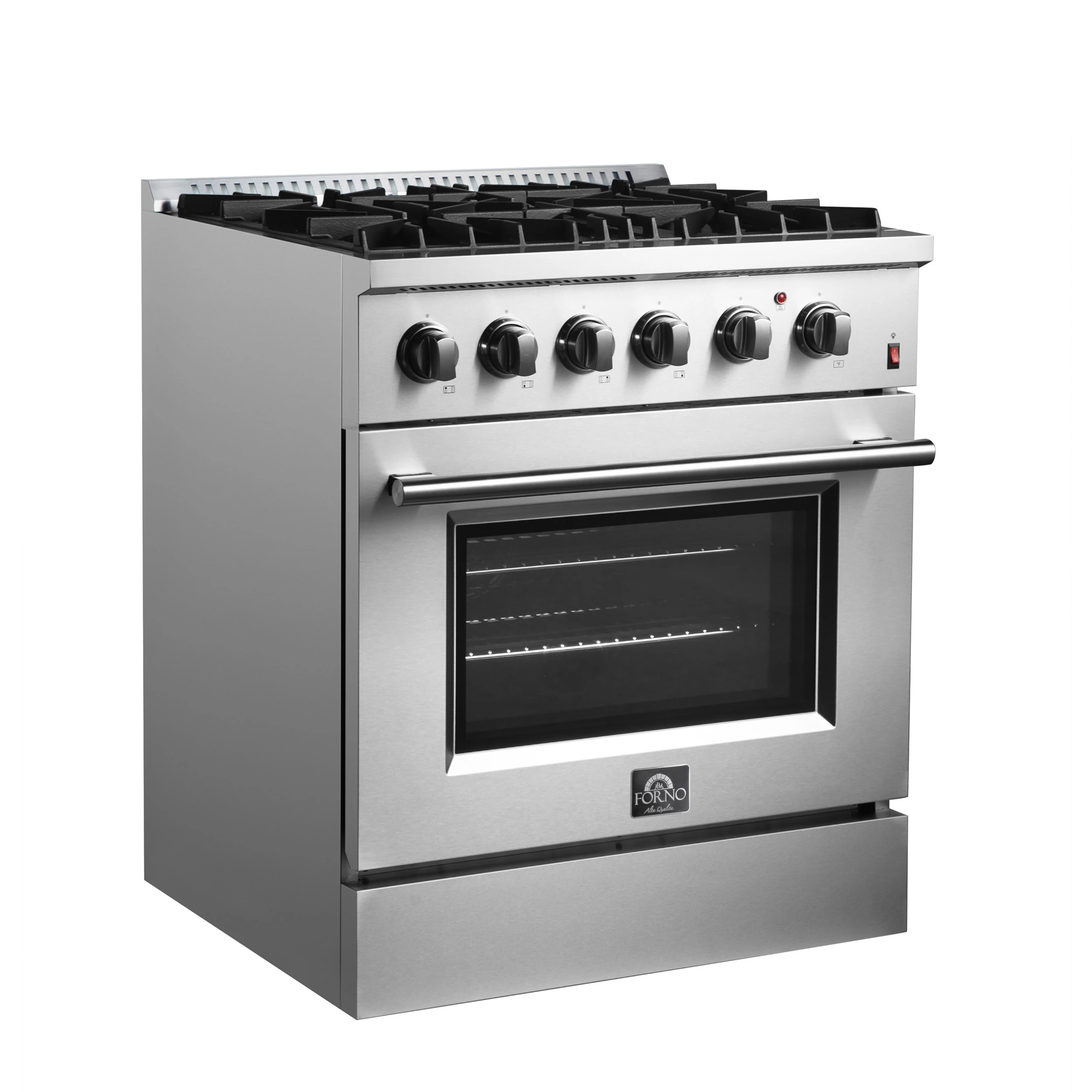 Marco 30-Inch Dual Fuel Range, Stainless Steel, 4 Burners, 37,000 BTU, True Convection Oven, Energy Efficient FFSGS619730