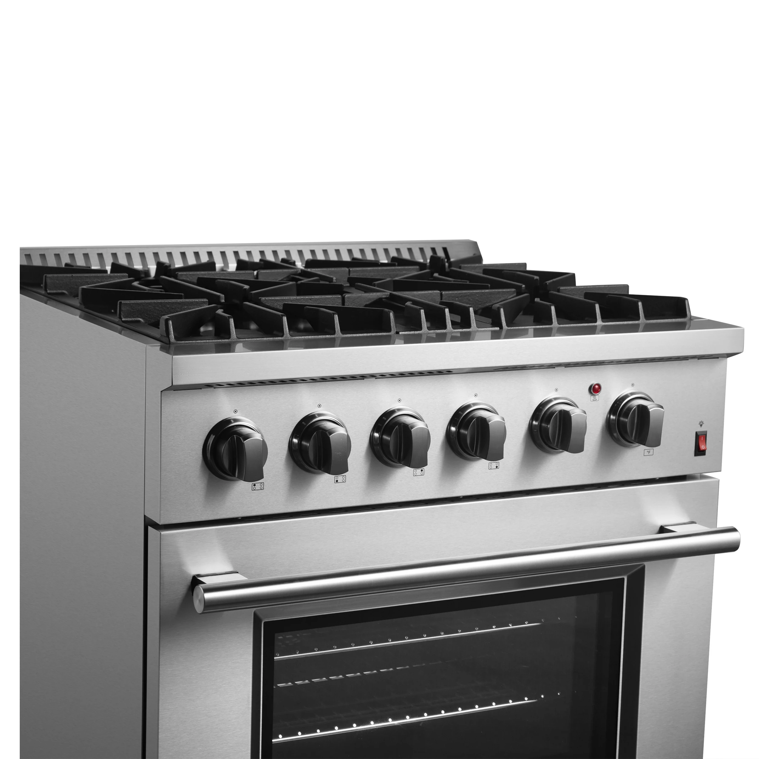 Marco 30-Inch Dual Fuel Range, Stainless Steel, 4 Burners, 37,000 BTU, True Convection Oven, Energy Efficient FFSGS619730