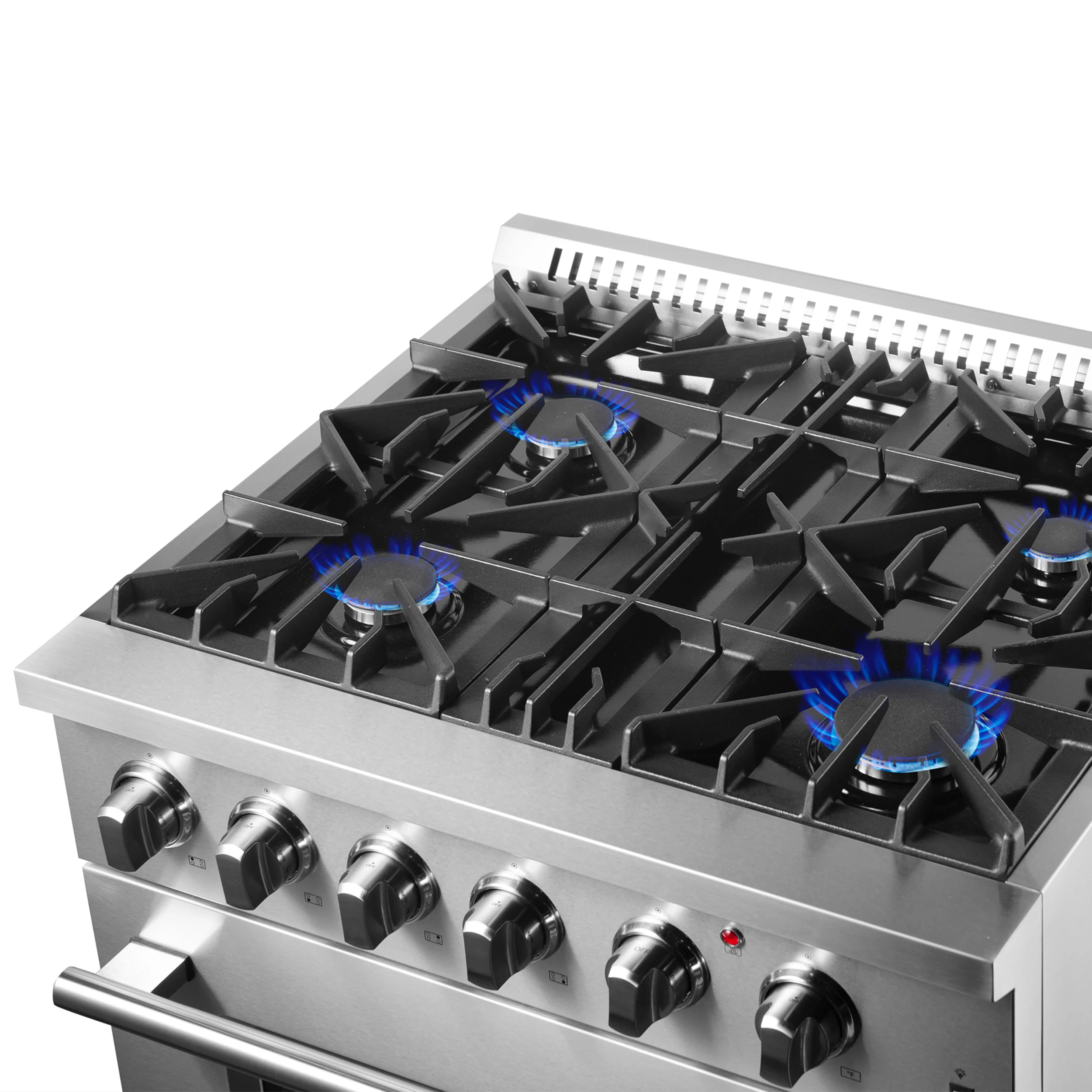 Marco 30-Inch Dual Fuel Range, Stainless Steel, 4 Burners, 37,000 BTU, True Convection Oven, Energy Efficient FFSGS619730