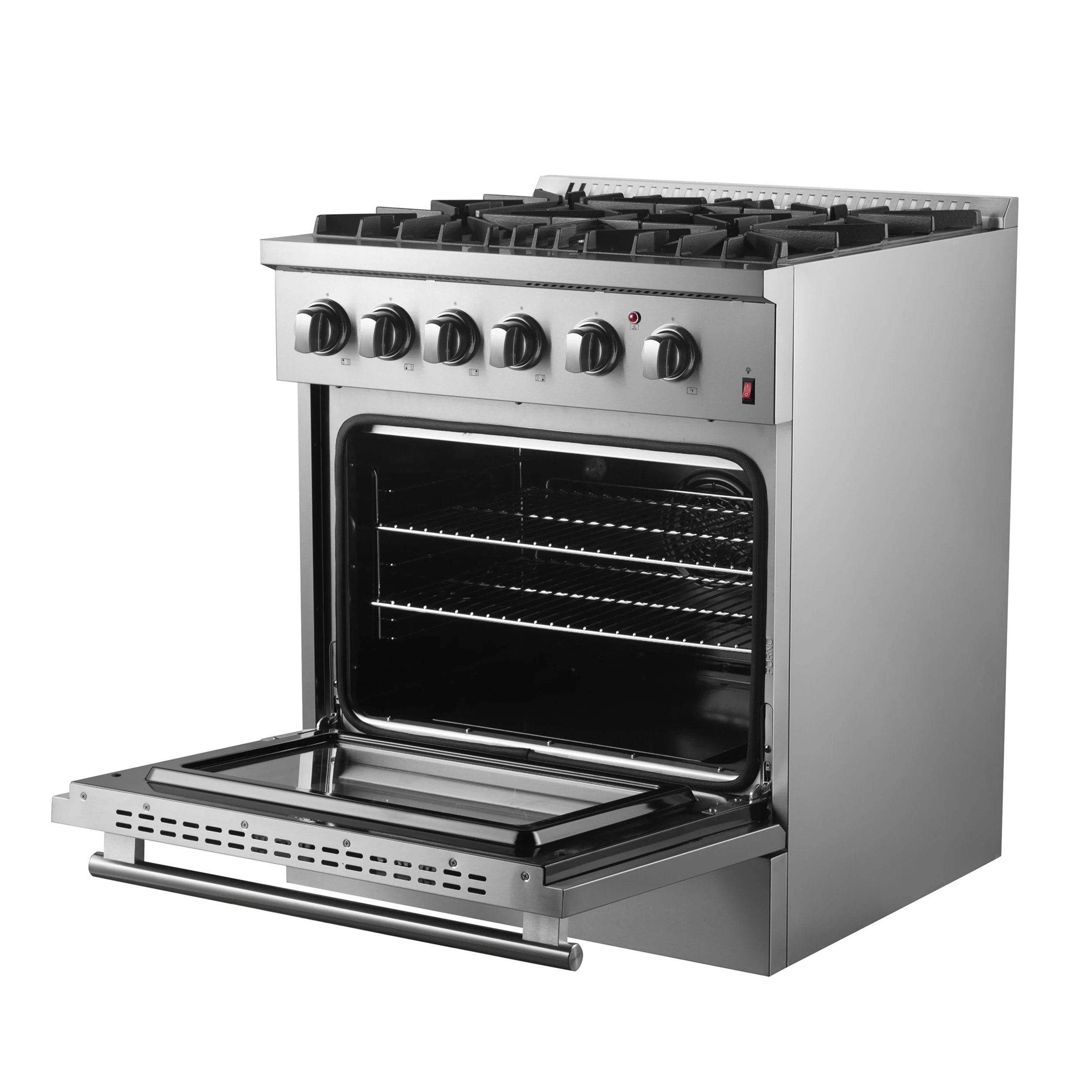 Marco 30-Inch Dual Fuel Range, Stainless Steel, 4 Burners, 37,000 BTU, True Convection Oven, Energy Efficient FFSGS619730