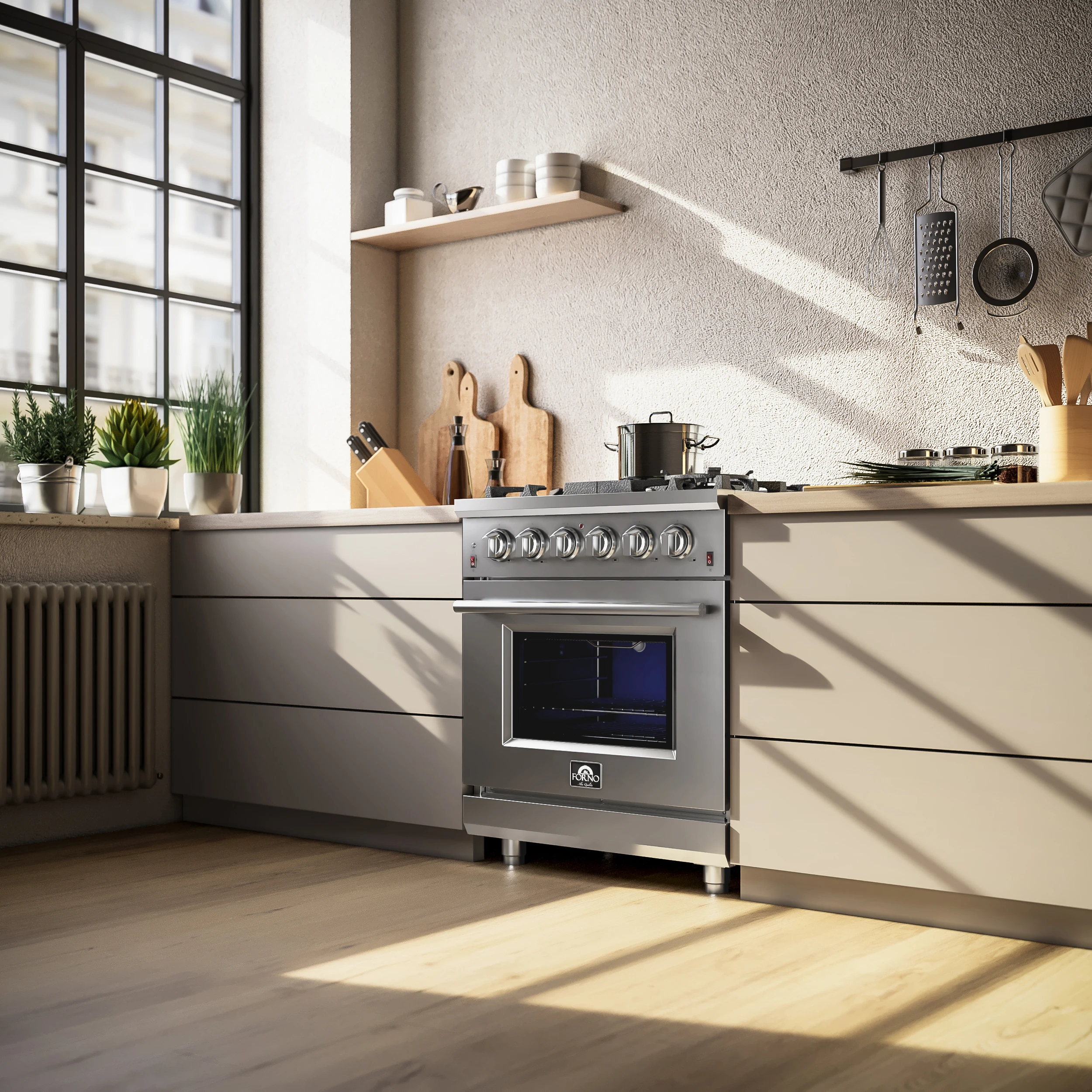 Massimo 30-Inch Freestanding Gas Range, 5 Burners, True Convection Oven FFSGS623930