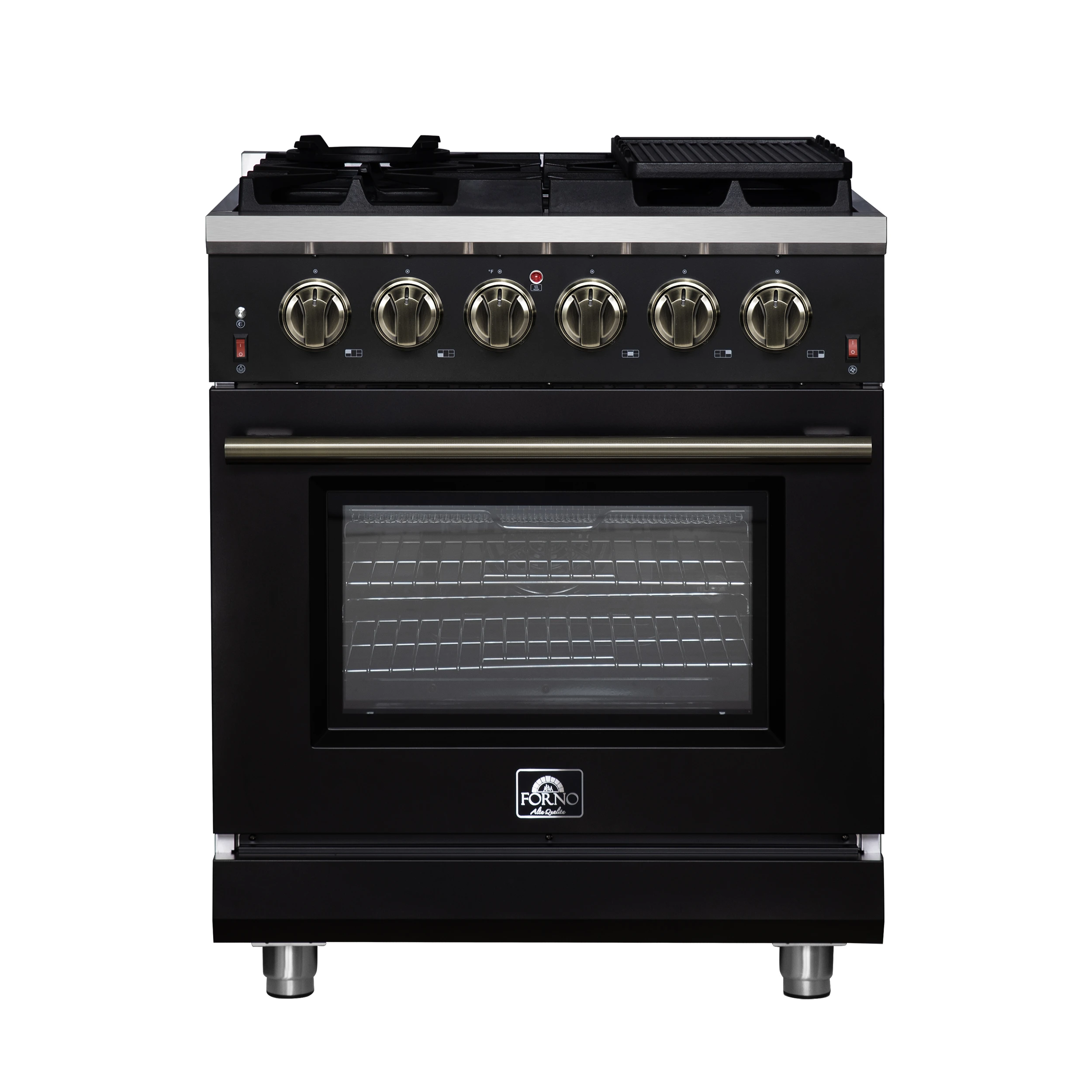 Massimo 30-Inch Black Freestanding Gas Range, 5 Burners, True Convection Oven FFSGS623930BLK