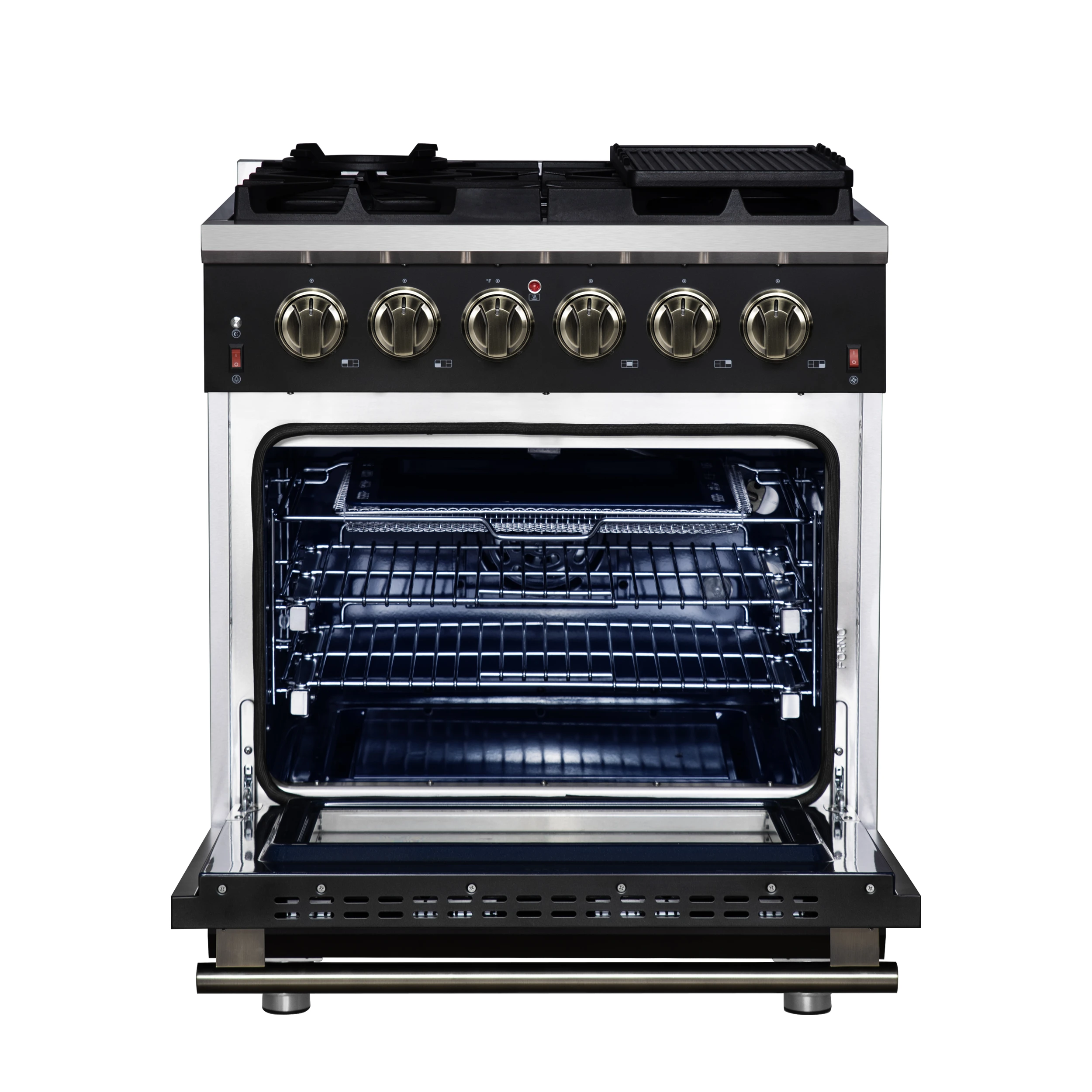 Massimo 30-Inch Black Freestanding Gas Range, 5 Burners, True Convection Oven FFSGS623930BLK