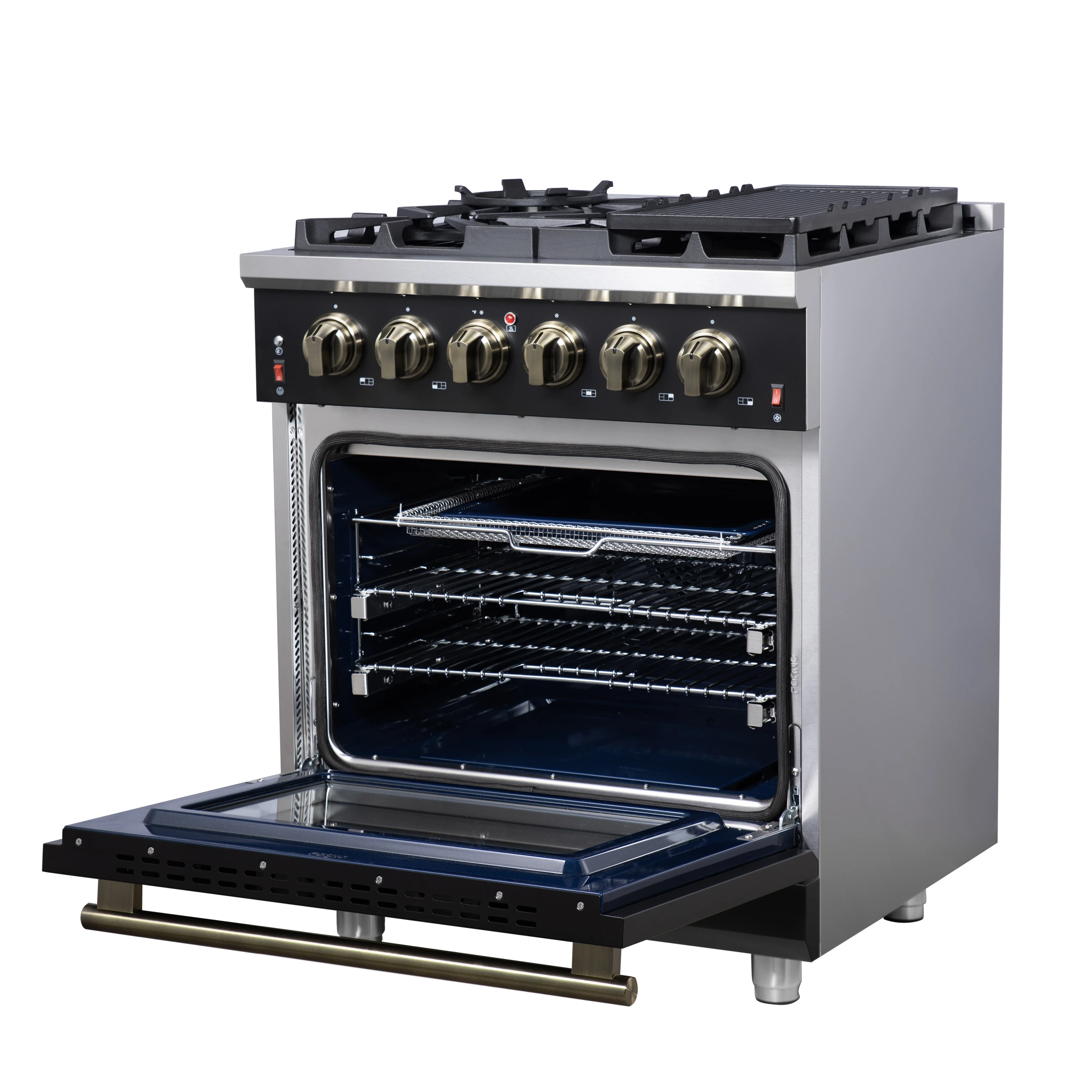 Massimo 30-Inch Black Freestanding Gas Range, 5 Burners, True Convection Oven FFSGS623930BLK