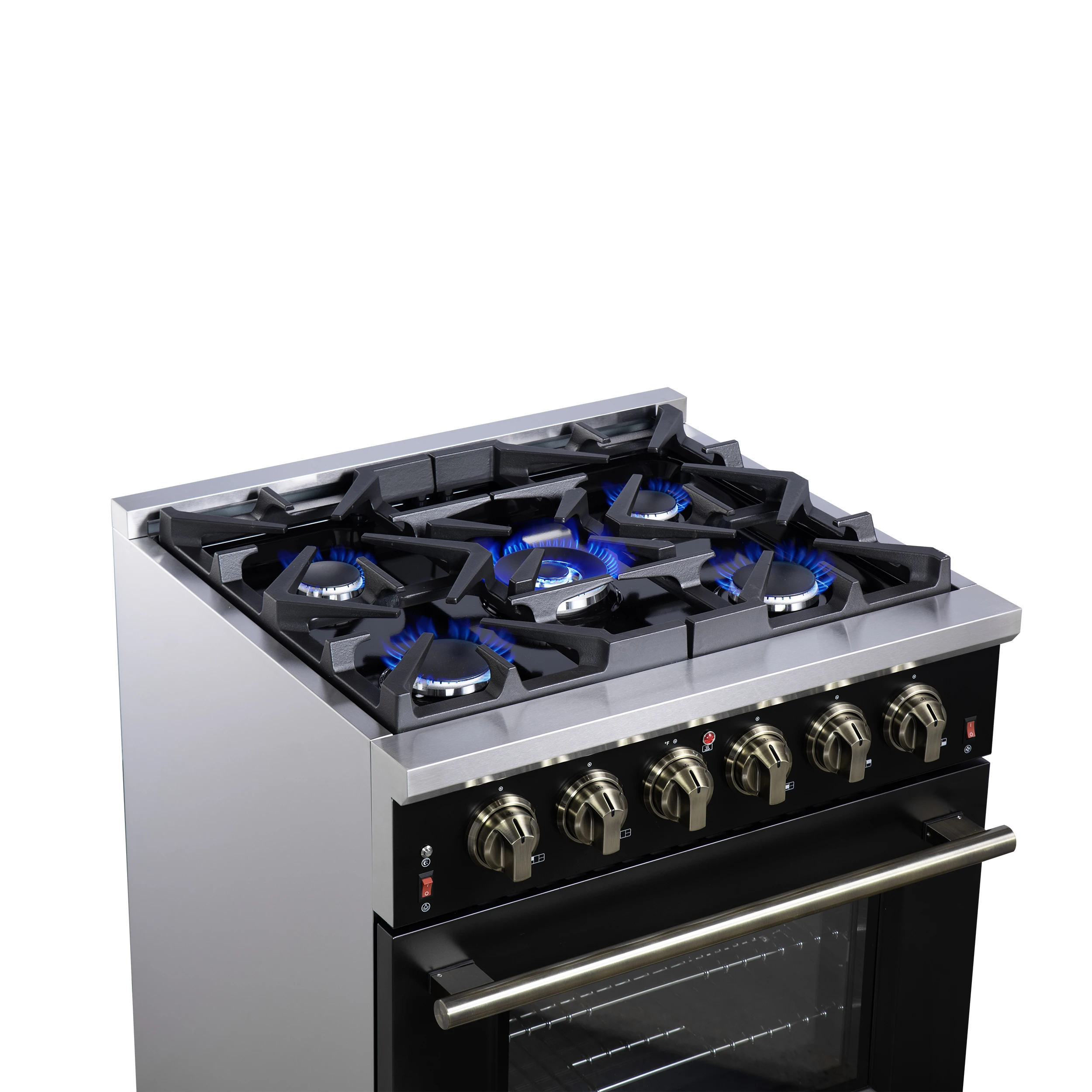 Massimo 30-Inch Black Freestanding Gas Range, 5 Burners, True Convection Oven FFSGS623930BLK