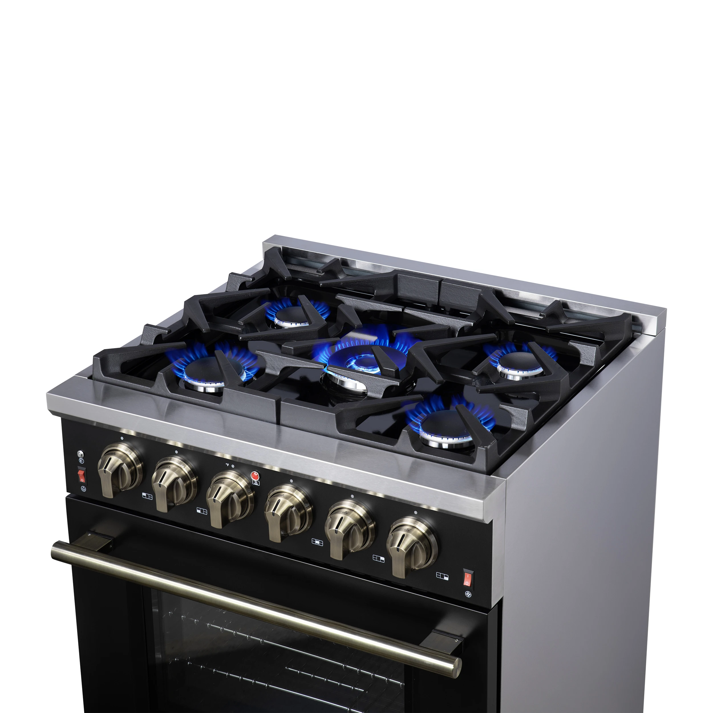 Massimo 30-Inch Black Freestanding Gas Range, 5 Burners, True Convection Oven FFSGS623930BLK