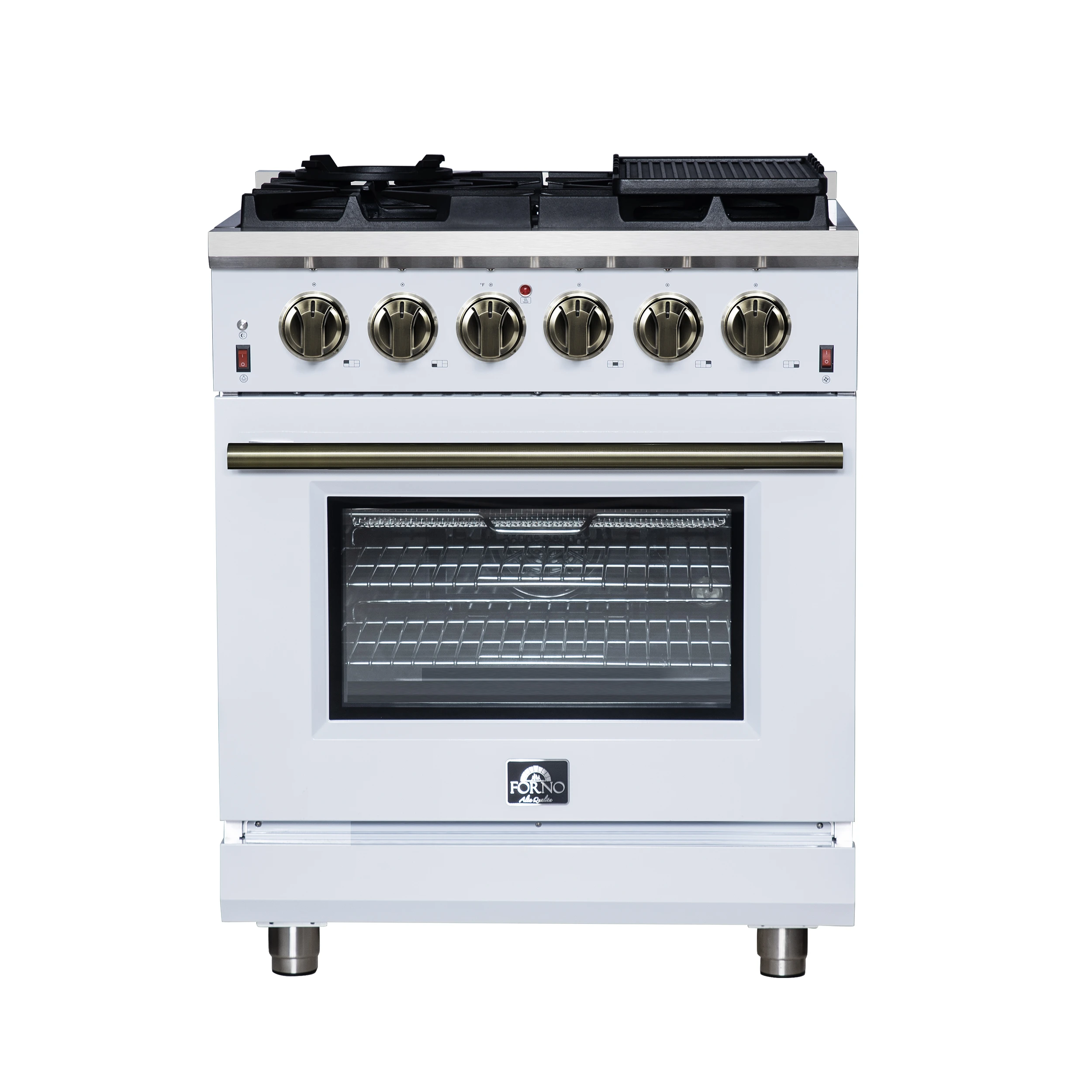 Massimo 30-Inch White Freestanding Gas Range, 5 Burners, True Convection Oven FFSGS623930WHT