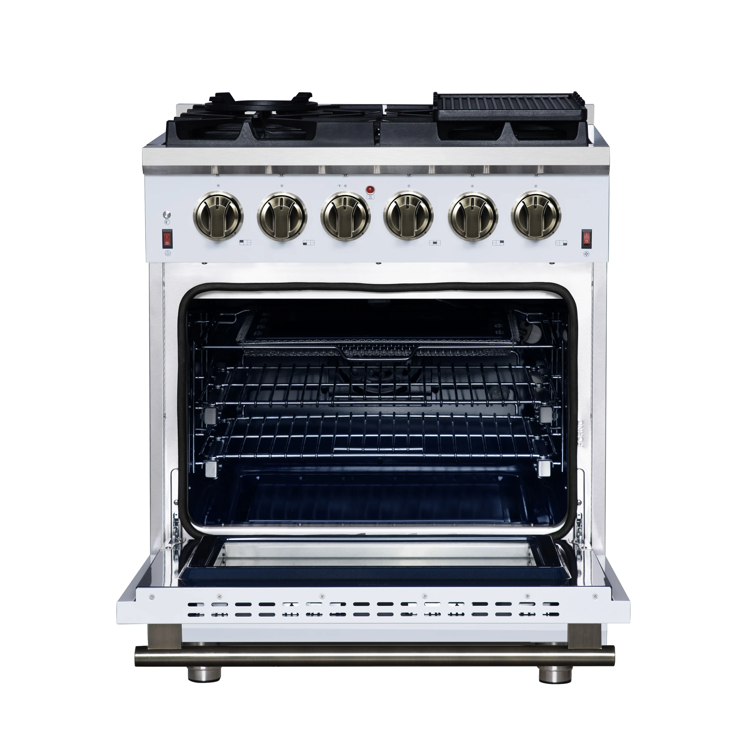 Massimo 30-Inch White Freestanding Gas Range, 5 Burners, True Convection Oven FFSGS623930WHT