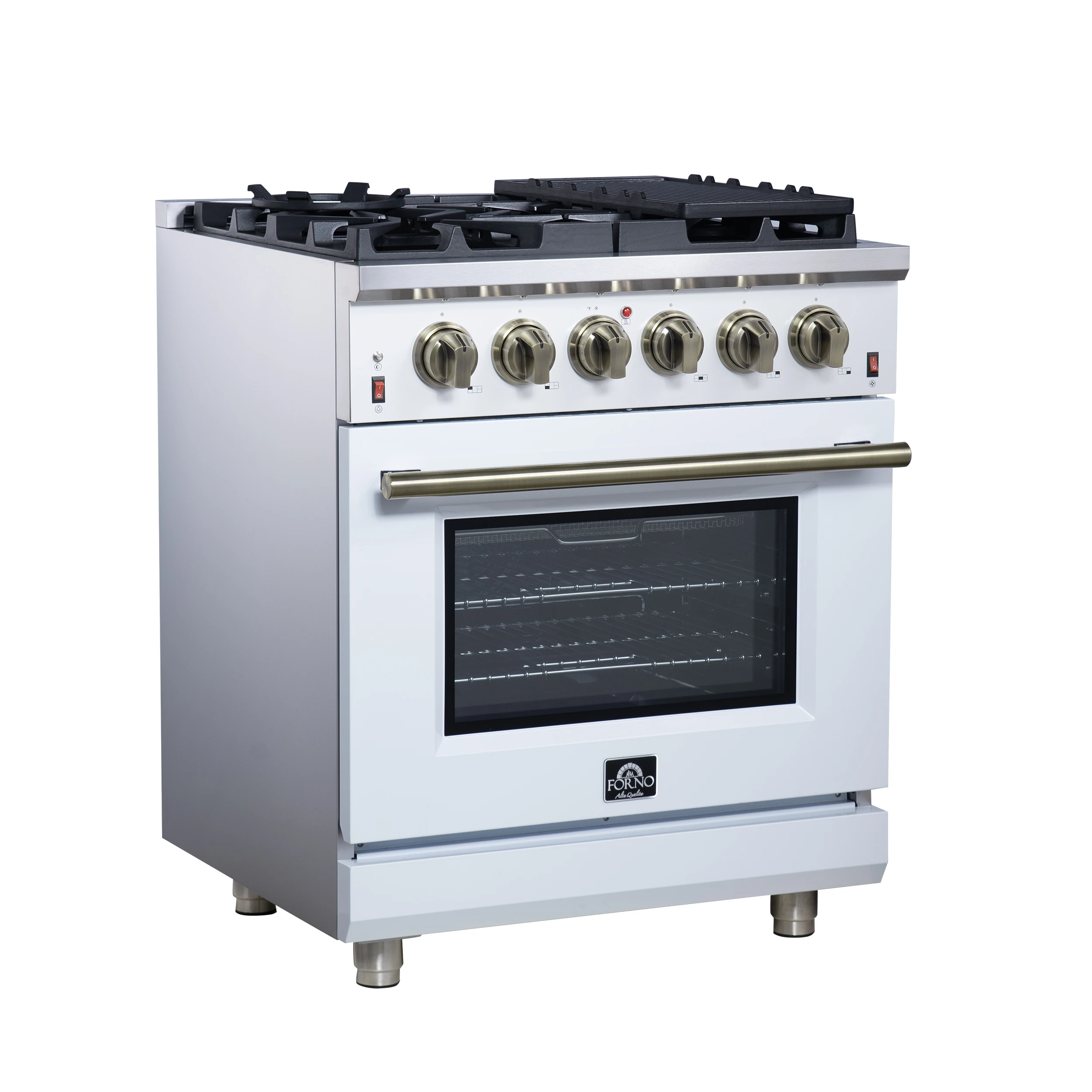 Massimo 30-Inch White Freestanding Gas Range, 5 Burners, True Convection Oven FFSGS623930WHT