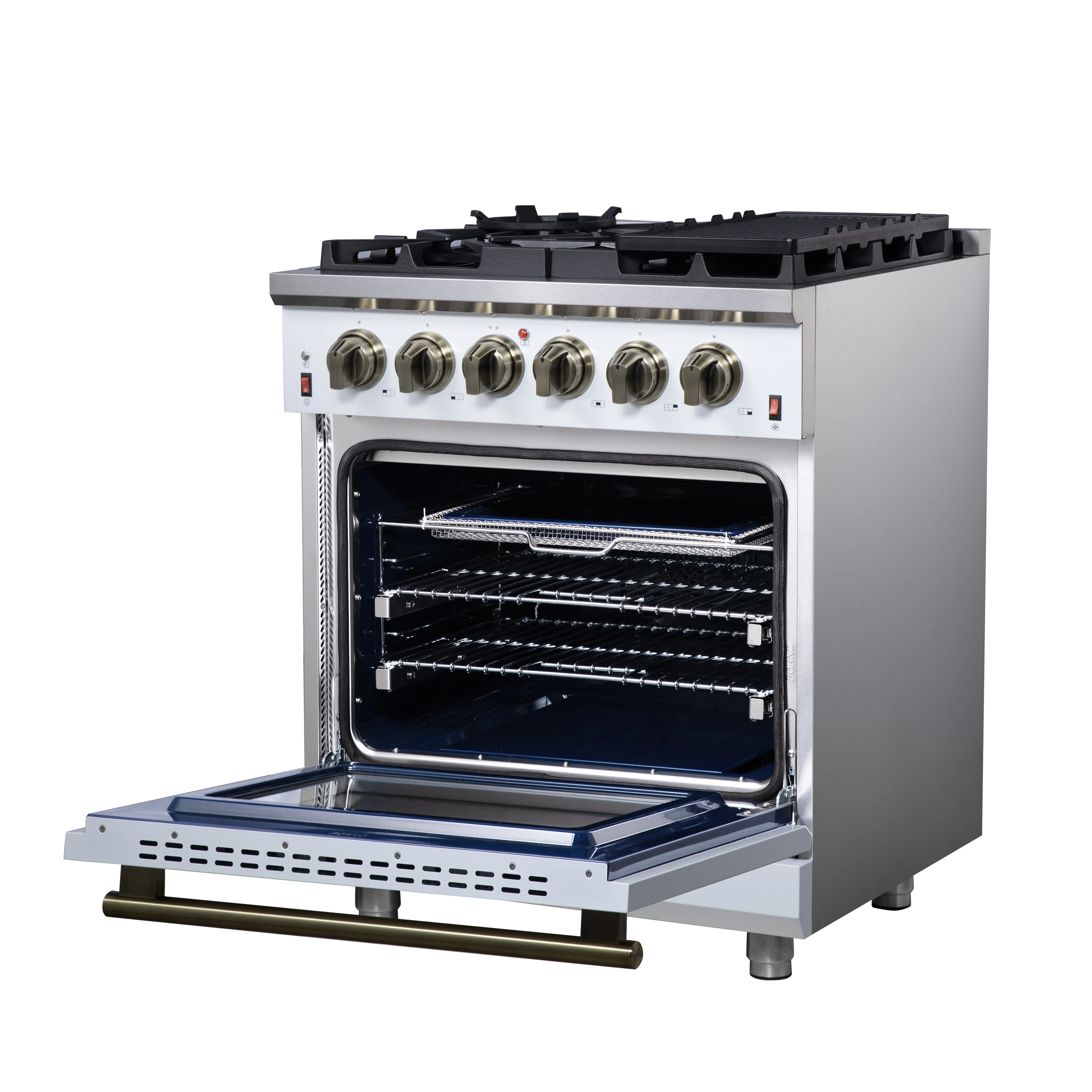 Massimo 30-Inch White Freestanding Gas Range, 5 Burners, True Convection Oven FFSGS623930WHT