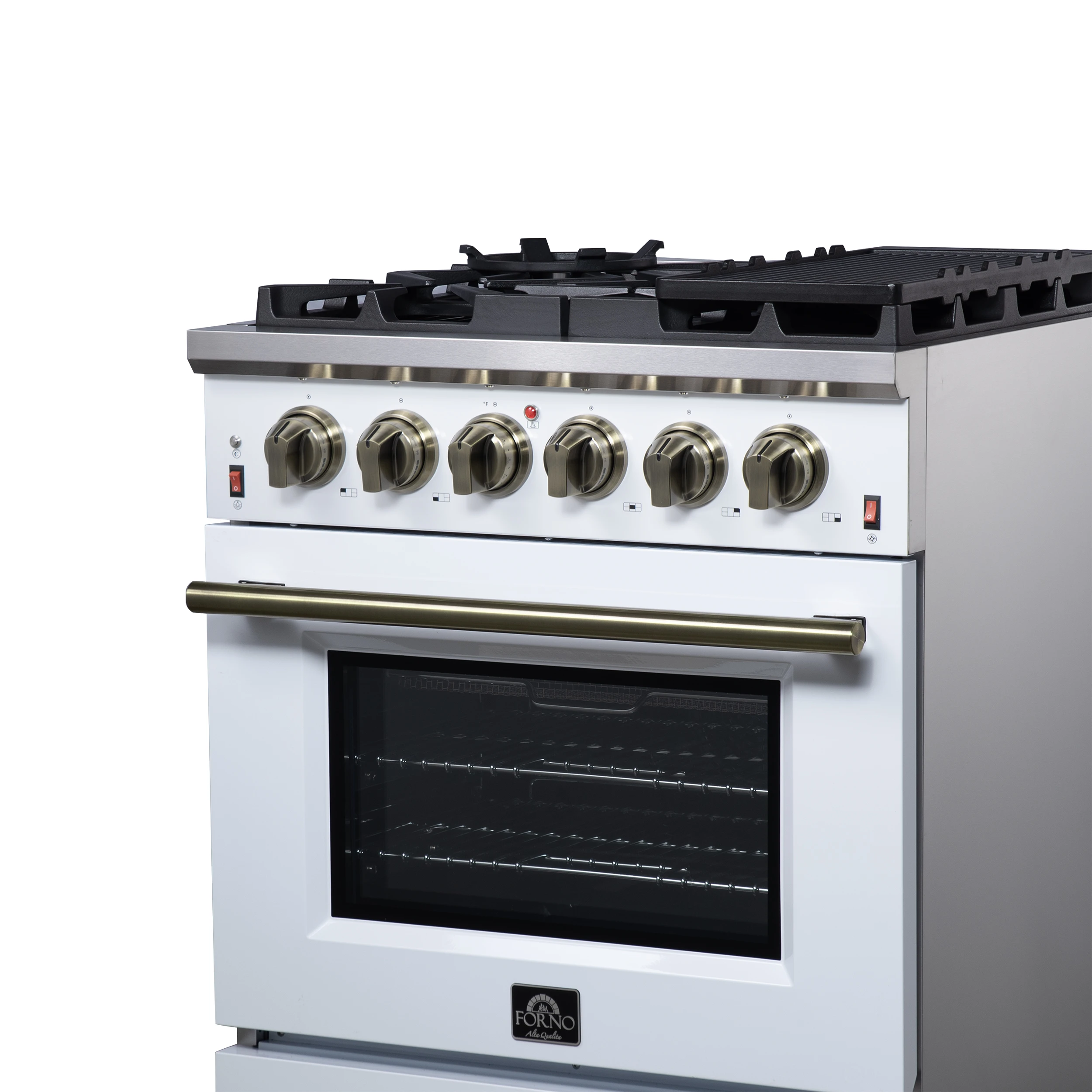Massimo 30-Inch White Freestanding Gas Range, 5 Burners, True Convection Oven FFSGS623930WHT